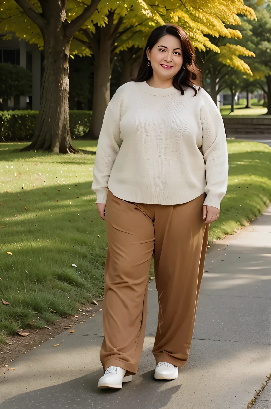 arafed woman in a sweater and pants walking down a path, full body portrait shot, full-length portrait, full - length portrait, full body photograph, full length portrait, full - body - front - shot, full body photogenic shot, full length portait, commercial photo, promo shot, full portrait, wide full body, fullbody photo