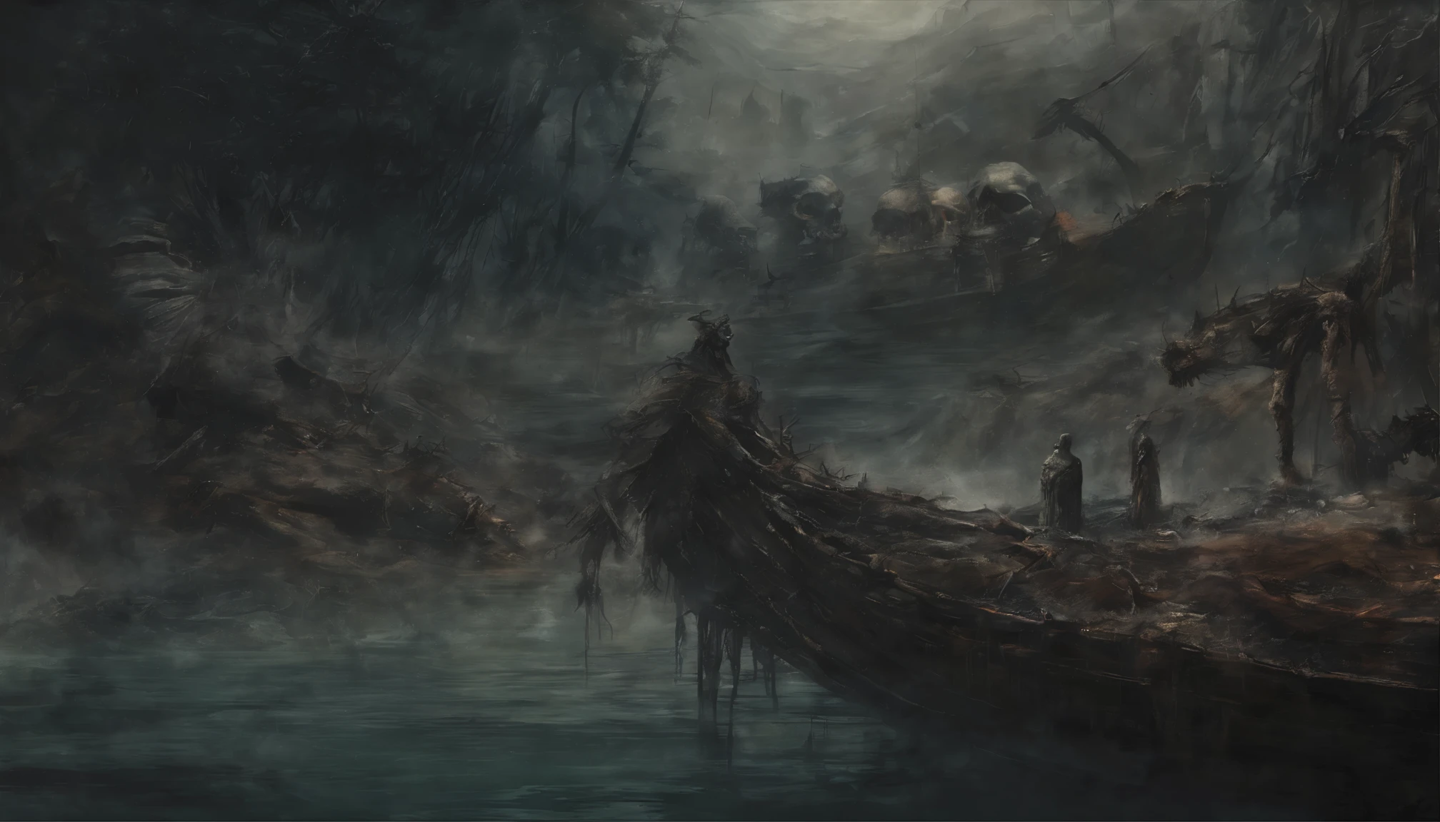 (by Greg Rutkowski: 1.2), (masterpiece), ((best quality)), extremely delicate and beautiful, illustration, (fantasy landscape), A mesmerizing fantasy landscape with enchanting elements blending seamlessly. ((Mt. Gagazet from final fantasy X)), A sense of tranquility and wonder fills the air, inviting exploration and discovery. Providing a distant view that captures the grandeur and atmosphere. From Brian Froud and Carne Griffiths and Wadim Kashin and John William Waterhouse, 8K post-production, hyperdetailed, depth of field, HDR, intricate, skull, zombie, war zombie, zombie run, blood, water color