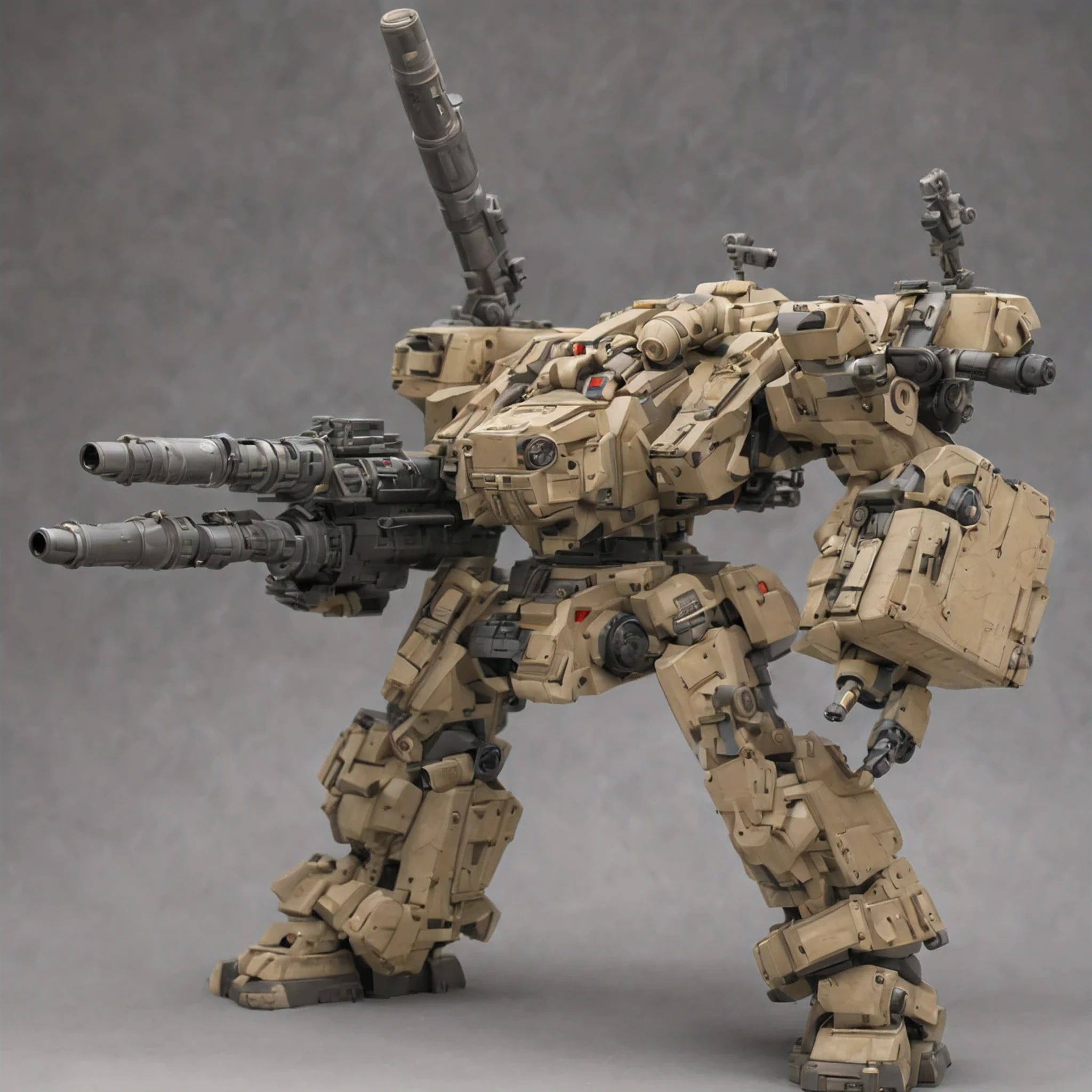 Are standing, Giant Robo, missile pod, machine gun, Huge cannon, very detailed,