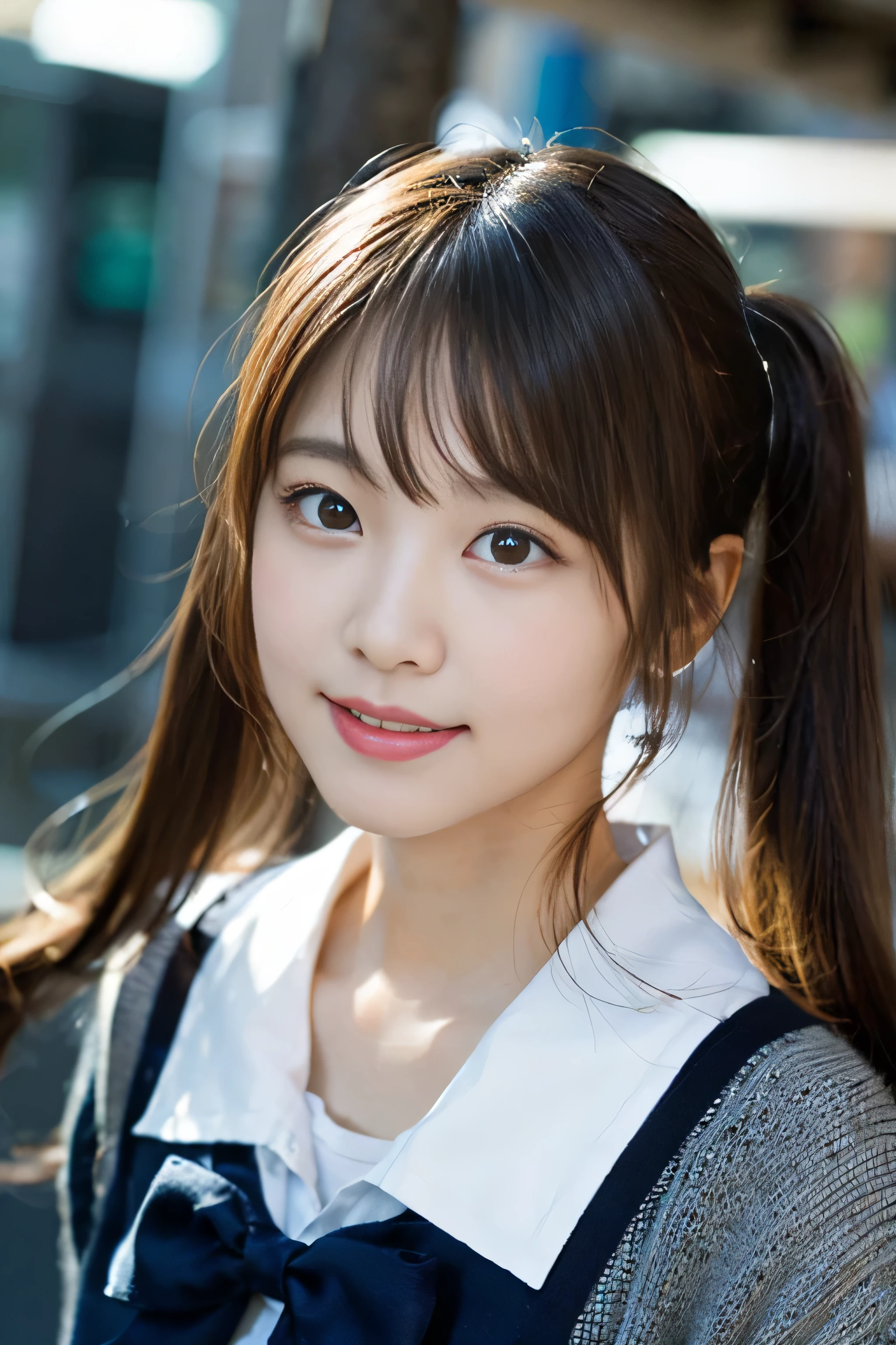 (8K、RAW photo、highest quality、masterpiece:1.2)、(realistic、Photoreal:1.37)、Super detailed、ultra high resolution、1 girl、see the beholder、beautiful and detailed face、laughter、narrow、(slim waist) :1.3)、beautiful and smooth skin、skin texture、floating hair、professional lighting、as a whole human body、Japanese high school uniform、sailor suit、twin hairstyles、twin tails、E cup、smile、、red ribbon、baby face、Piano Concert