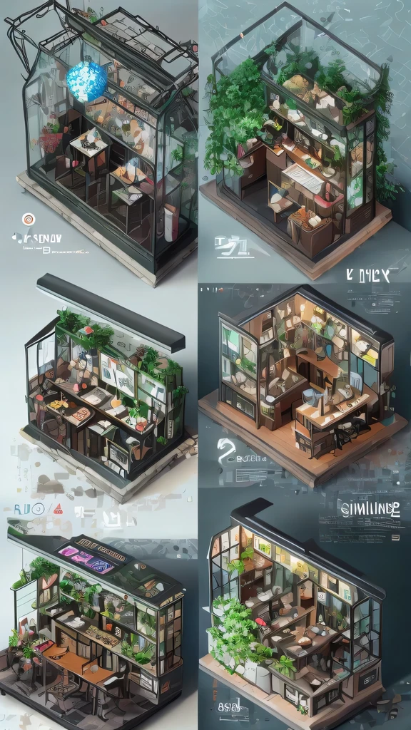3026 Cyberpunk, Norin Keyes, isometic render,cafes, bar, coffee shop, spiral staircase, Isometric display case, Nolin teardown, Transparent data visualization infographic, High-resolution OLED GUI interface display, high contrast, micro details, octane rendering, photorealism, lifelike