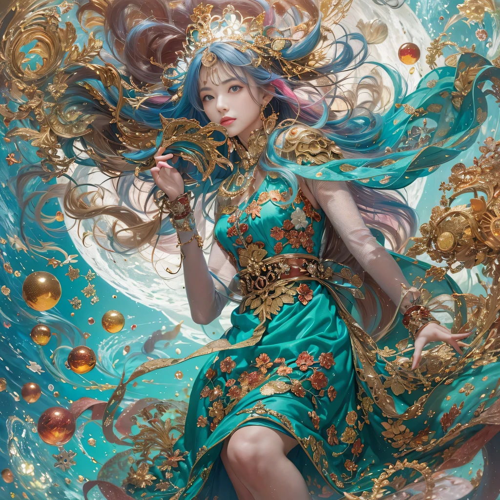 blue，blue，enamel，agates，A flesh-colored world，Blood Blue Maiden 32k（masterpiece，HD，Aoyama Pond，超HD，32k）长长的飘逸亮blue头发，blood pool，Ziddink， a color，Grumpy （After greeting）， （Linen scarf）， fighting stance， looking at the ground， long white hair， 漂浮的亮blue， Fire cloud gold headdress， Chinese long-sleeved gold silk burgundy garment， （Abstract metaverse splash：1.2）， White background，Peony flower vitality protector（realistically：1.4），bright purple hair，Smoke on the road，The background is very pure， high resolution， detail， RAW photos， Sharp Re， Nikon D850 film photo by Jefferies Lee 4 Kodak Portra 400 camera F1.6 guns, colorful, Ultra-realistic and vivid textures, dramatic lighting, Unreal Engine Art Station Trend, Sinest 800，一个有着长长的飘逸亮blue头发的女孩，huge colorful bubbles