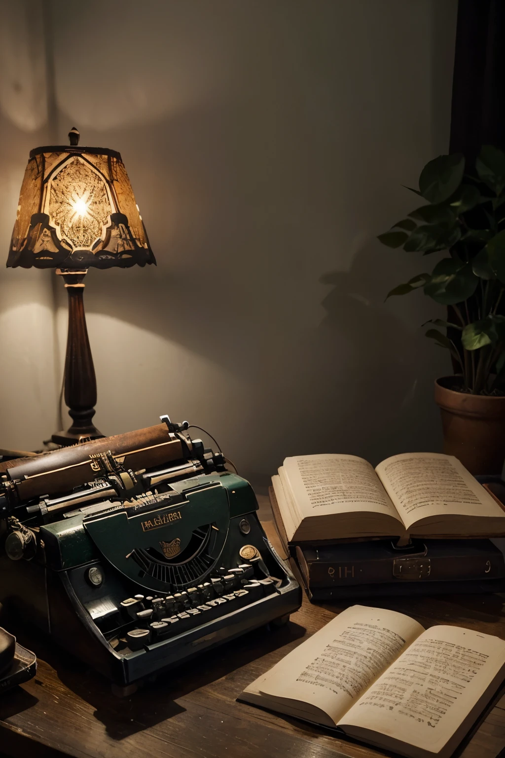 Setting: A timeless scene bathed in warm, inviting light.
Foreground:
Central element: A vintage typewriter with ivory keys, resting on a sturdy wooden desk. Papers with handwritten Hindi script peek out from the platen, hinting at a poem in progress. A single red rose, symbolizing love and passion, lies beside the typewriter.
Optional elements: To add depth and context, consider including:
A worn leather armchair pulled up to the desk, inviting introspection and creativity.
A stack of old books with faded spines, representing literary inspiration and timeless stories of love.
A vintage gramophone playing soulful music in the background, adding a touch of nostalgia and romance.
Background:
Style: Aim for a vintage aesthetic, drawing inspiration from Art Deco or Victorian era imagery. Think geometric patterns, intricate details, and a touch of grandeur.
Lighting: Bathe the scene in warm, diffused light, reminiscent of a sunlit room or a candlelit evening. Maintain enough contrast to define the shapes and textures, but avoid harsh shadows.
Colors: Select a palette that evokes love and emotion. Consider rich jewel tones like emerald green, ruby red, and sapphire blue, or softer pastels like rose pink, lavender, and cream. Trust your judgment to create a cohesive and aesthetically pleasing composition.
Additional notes:
The overall feel should be romantic, nostalgic, and conducive to writing about love.
Ensure the image has a high resolution and aspect ratio suitable for Instagram (ideally square or portrait).
Remember, this is just a starting point. Feel free to add your own creative touches to personalize the scene and make it your own.