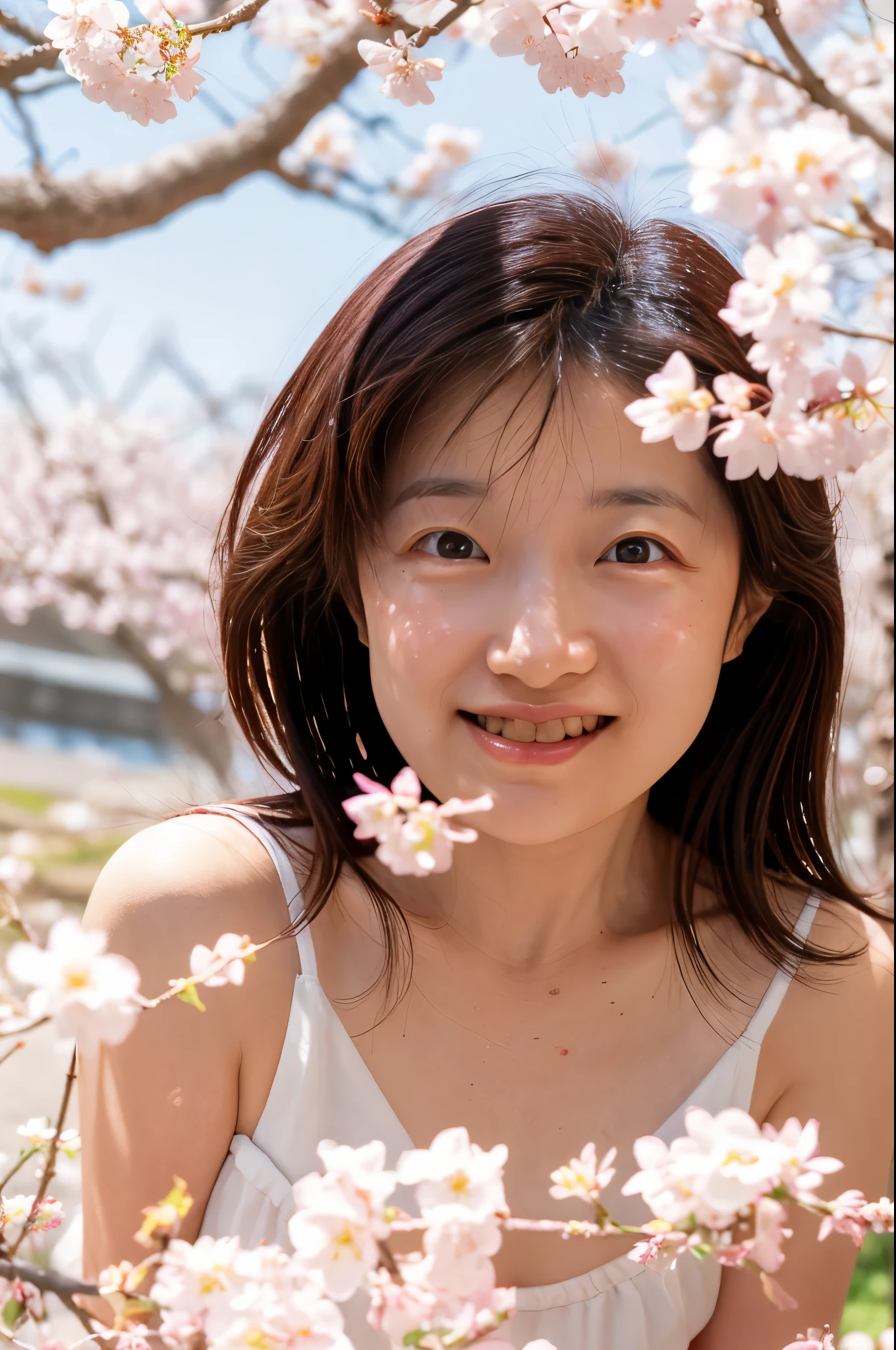 (best quality,4k,highres:1.2),(realistic,photorealistic:1.37),Shiho is delighted to witness the arrival of spring in the beautiful sunlit garden. The mesmerizing cherry blossoms are in full bloom, creating a fairy tale-like atmosphere. Thousands of delicate sakura petals gently carpet the ground, painting the world in shades of pink. Shiho's eyes sparkle with joy as she gazes at the enchanting scene. She is captivated by the delicate beauty of the cherry blossoms, their pastel colors reflecting the radiance of spring. The portrait vividly captures Shiho's emotions as she celebrates the arrival of this beautiful season.