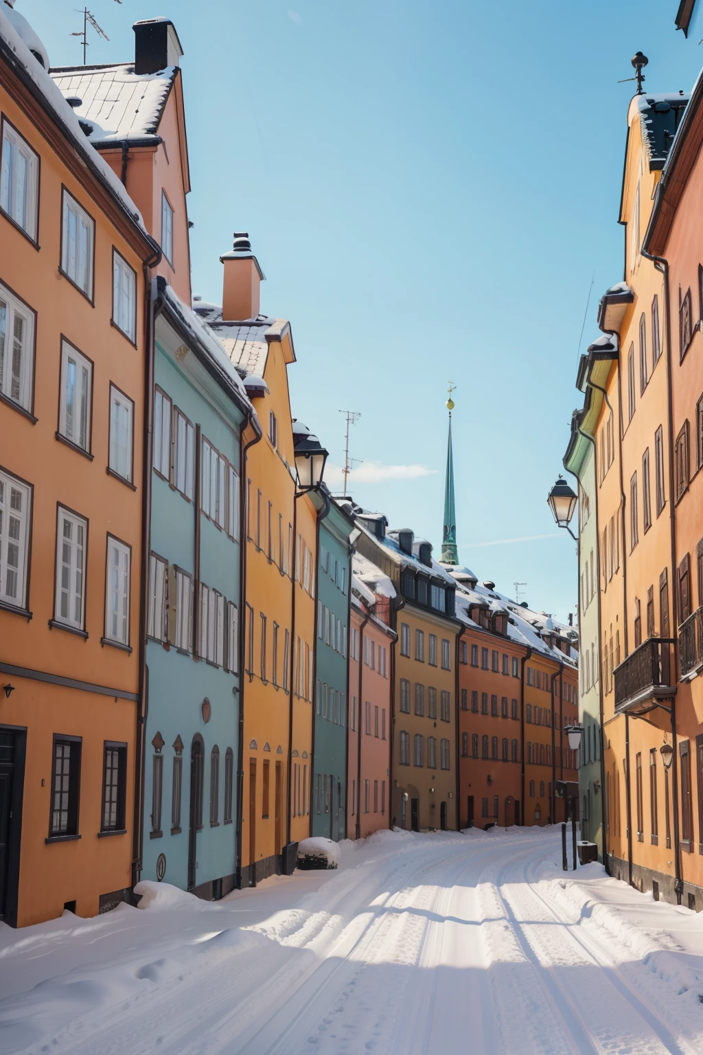 February in Stockholm old town houses