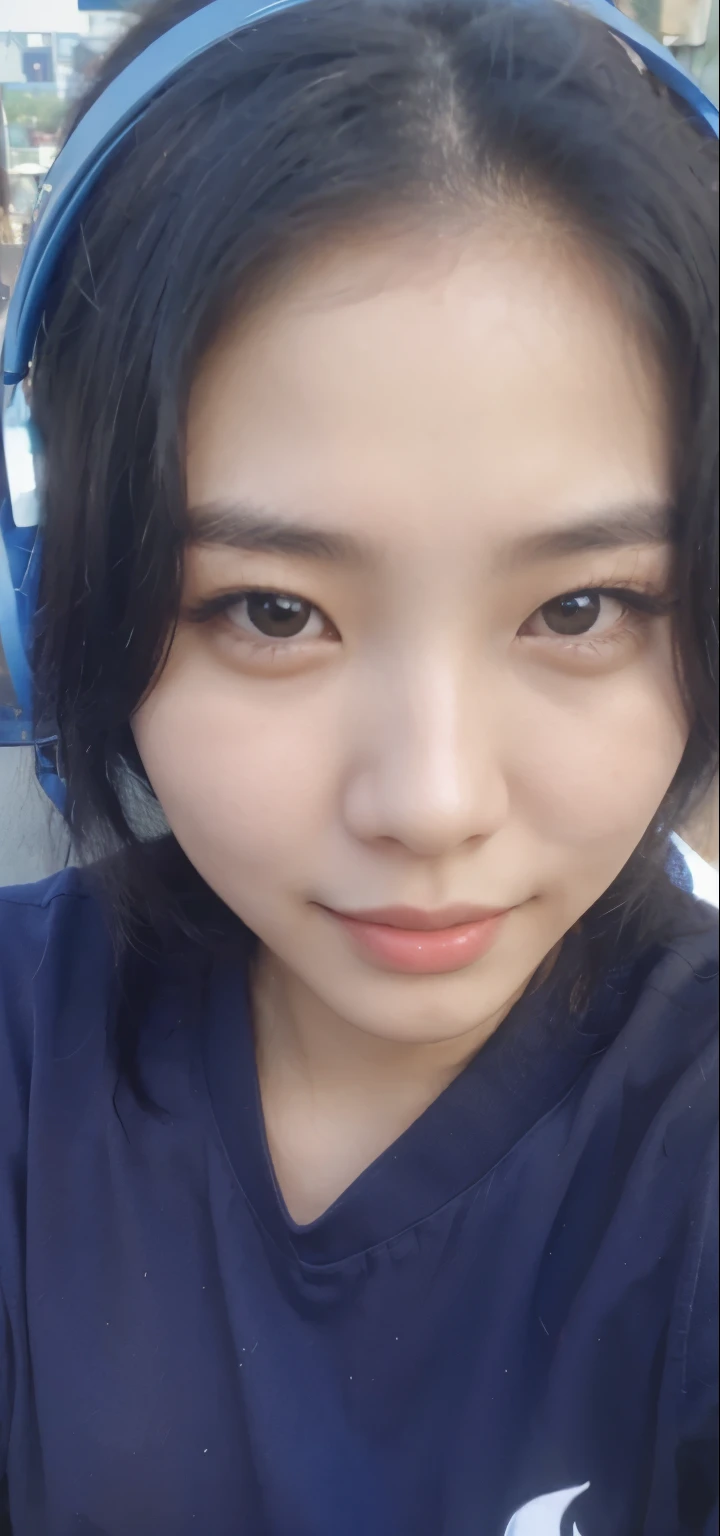 a Korean woman, black hair, beautiful, cute, 15 years old
smiling