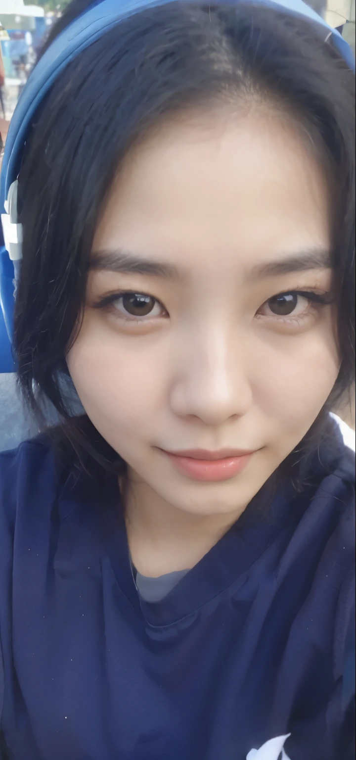 a Korean woman, black hair, beautiful, cute, 15 years old
smiling