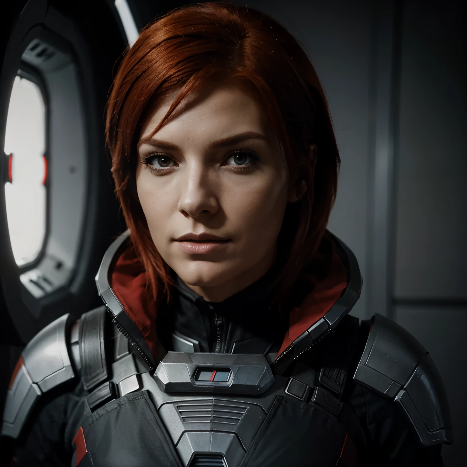 Red head femshep, mass effect, portrait 