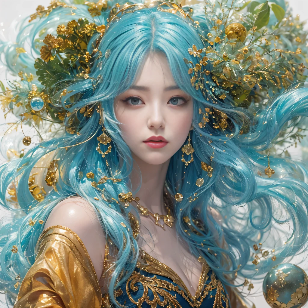 blue,blue,enamel,agates,A flesh-colored world,Blood Blue Maiden 32k(masterpiece,HD,Aoyama Pond,超HD,32k)长长的飘逸亮blue头发,blood pool,Ziddink, a color,Grumpy (After greeting), (Linen scarf), fighting stance, looking at the ground, long white hair, 漂浮的亮blue, Fire cloud gold headdress, Chinese long-sleeved gold silk burgundy garment, (Abstract metaverse splash:1.2), White background,Peony flower vitality protector(realistically:1.4),bright purple hair,Smoke on the road,The background is very pure, high resolution, detail, RAW photos, Sharp Re, Nikon D850 film photo by Jefferies Lee 4 Kodak Portra 400 camera F1.6 guns, colorful, Ultra-realistic and vivid textures, dramatic lighting, Unreal Engine Art Station Trend, Sinest 800,一个有着长长的飘逸亮blue头发的女孩,huge colorful bubbles