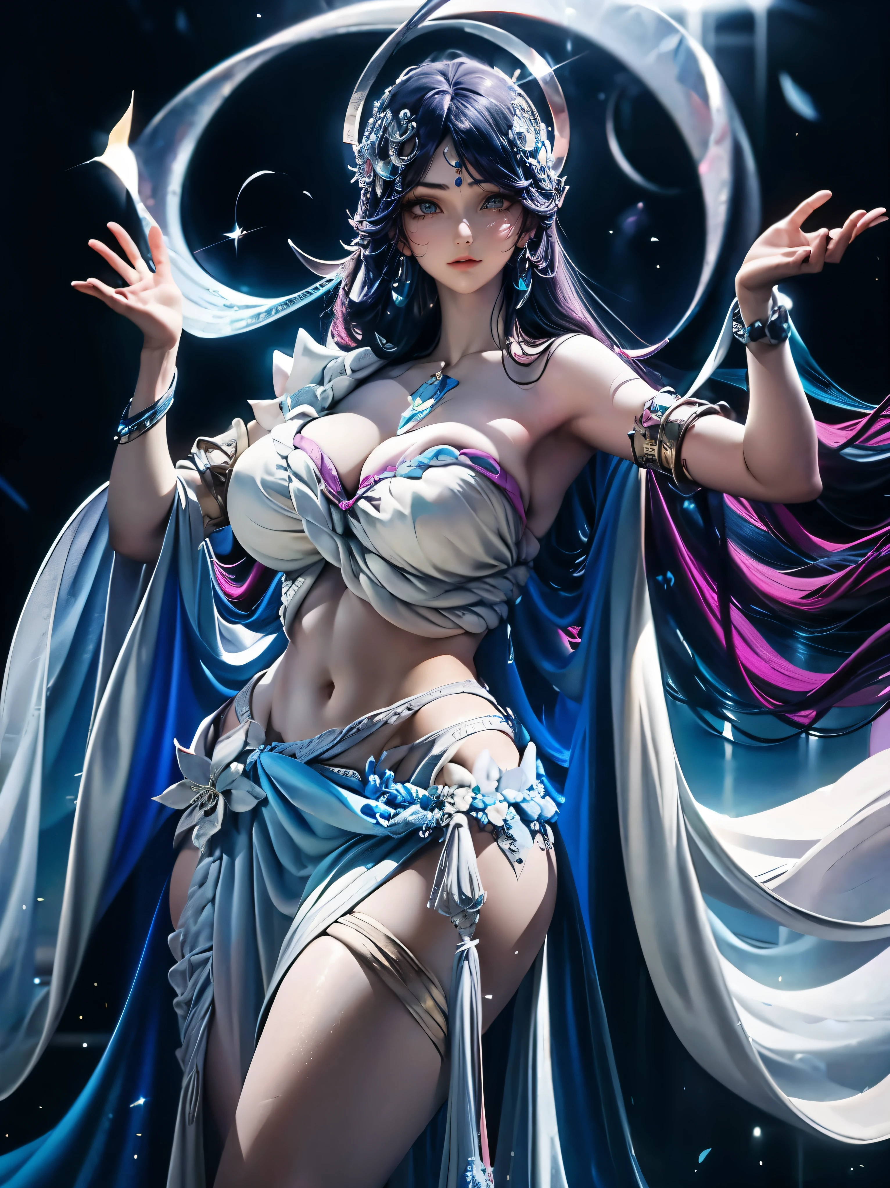 (masterpiece:1.3), (8k,, lifelike, original photo, best quality: 1.4), (1 girl), pretty face, (realistic face), (black hair, long white hair:1.3), nice hairstyle,lifelike眼睛,The details of the eyes are also good,(lifelike皮肤),beautiful skin,,Tempting,ultra high resolution,Super real photos,The content is very detailed,best quality,8k,Beautiful woman with perfect body,ten-headed body,Upper and lower body ratio 1:2.5,long, straight hair,smooth skin,huge big tits,huge乳沟,huge smooth skin,Ridiculously huge,Keep your original clothes,huge乳沟,huge ,huge big ,huge乳沟,huge ,Ridiculously huge,Keep your original clothes,huge big ,huge乳沟,smooth skin,White skin,best quality,bare shoulders,long legs,The ratio of the upper body to the lower body is 1:2.5,Buttocks raised,sparse field,whole body image,全身All exposed了,Large coat,The coat was opened,Jacket does not cover torso,exposed navels,Men’s waists are all thin,Vest line,Naked waist,SFW small waist,long legs,smooth skin,超long legs,Female legs,Gestalt,White skin,smooth skin,Queen,Girly facial features,young face,revealing clothes,Sexy dress up,Small thin waist,long legs,All exposed,armpit露出,bare skin,Raise your hand,armpit,White skin,armpit泛红,White and tender skin