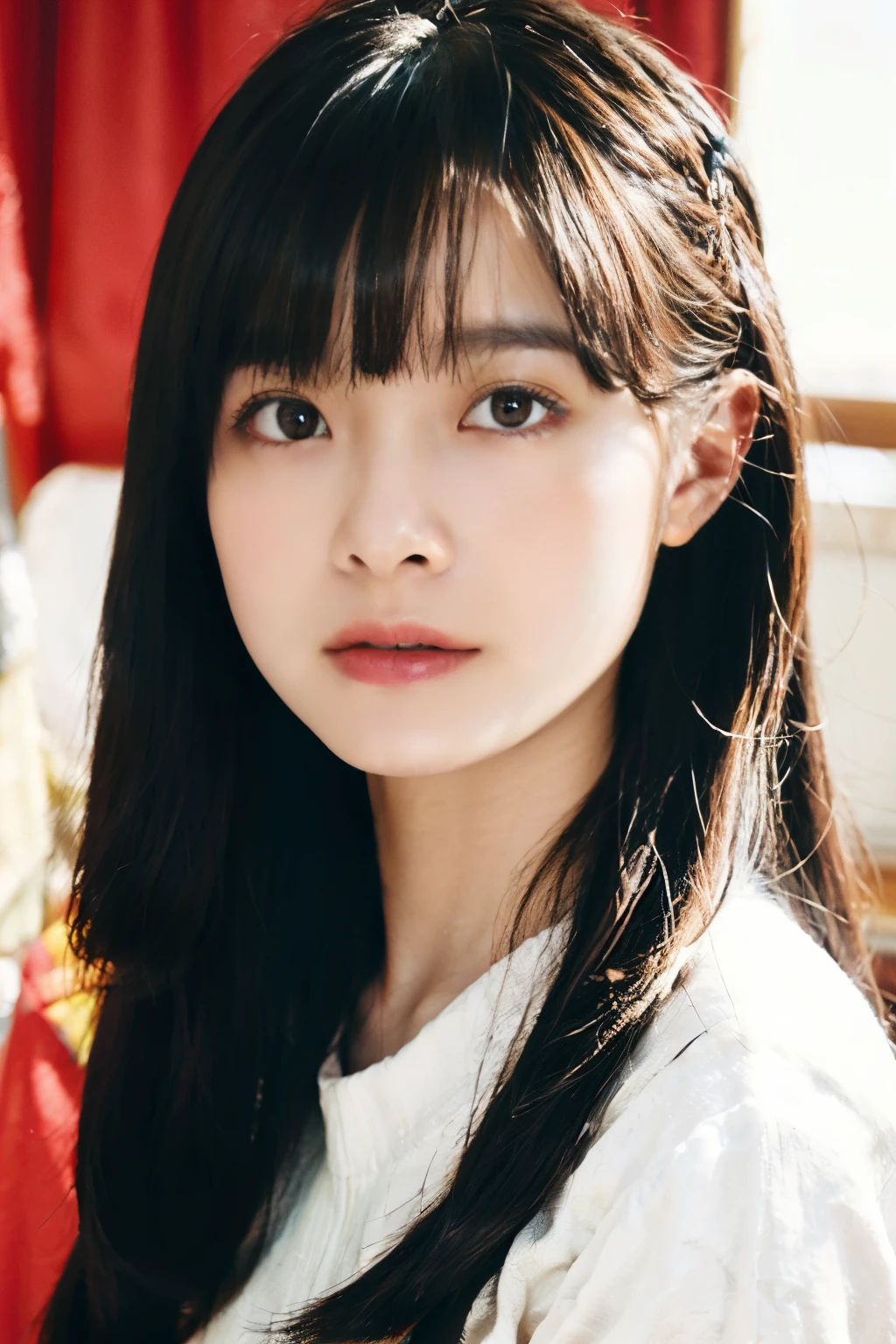 RAW photos，best quality），（lifelike，照片lifelike：1.3），best quality，Highly detailed，masterpiece，Super detailed，illustration，1 girl，upper_body，dynamic angle，World Mastery Theatre，messy_long_hair，best quality，Extremely detailed CG unified 8k wallpaper，，amazing，light，lens_flare，dunhuang_style，real person