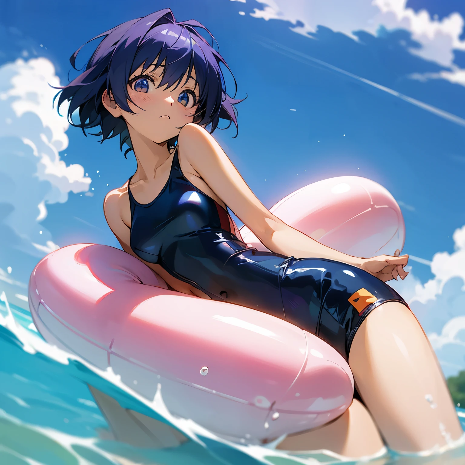 Anime girl Rikka Takanashi in swimsuit