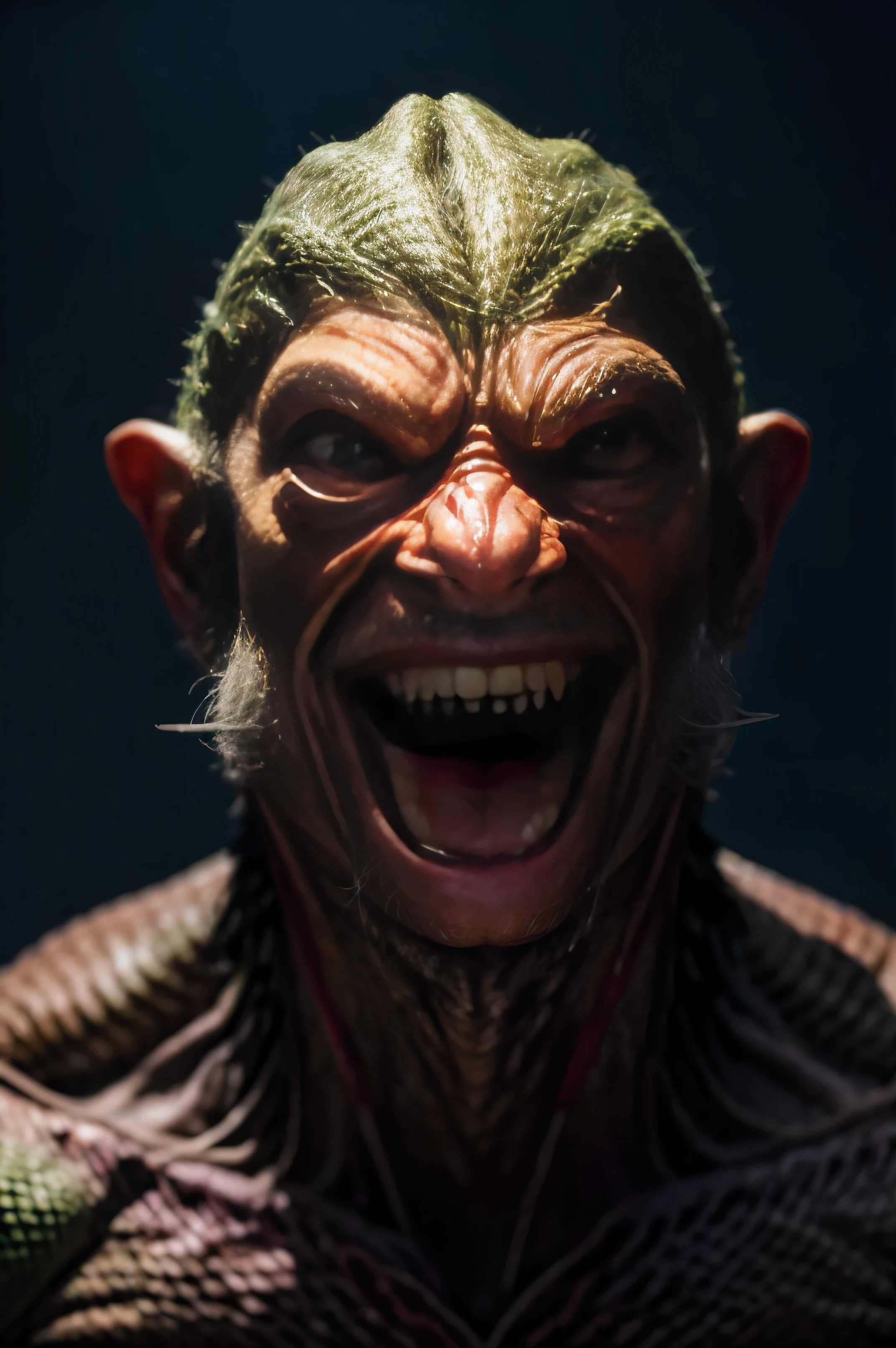 Realistic picture, Highest quality, raw photos, cinematic composition, (full body:1.4) photography of (lizard man eats rat:1.2), (mocking smile:1.2), (dynamic gesture:1.2), haggard face, Aquiline nose, bushy eyebrows, haggard skin, disgusting, annoy, Realistic picture skin texture|light|Wrinkles, เสื้อclothที่มีรายละเอียด, cloth|Wrinkles, Lots of details, complicated details, subsurface scattering, Volume shadow, Sharp focus, 8ก, Highly detailed, UHD, HDR, (Very high facial expression:1.2), (Precise hand anatomy:1.1),36k full HD,