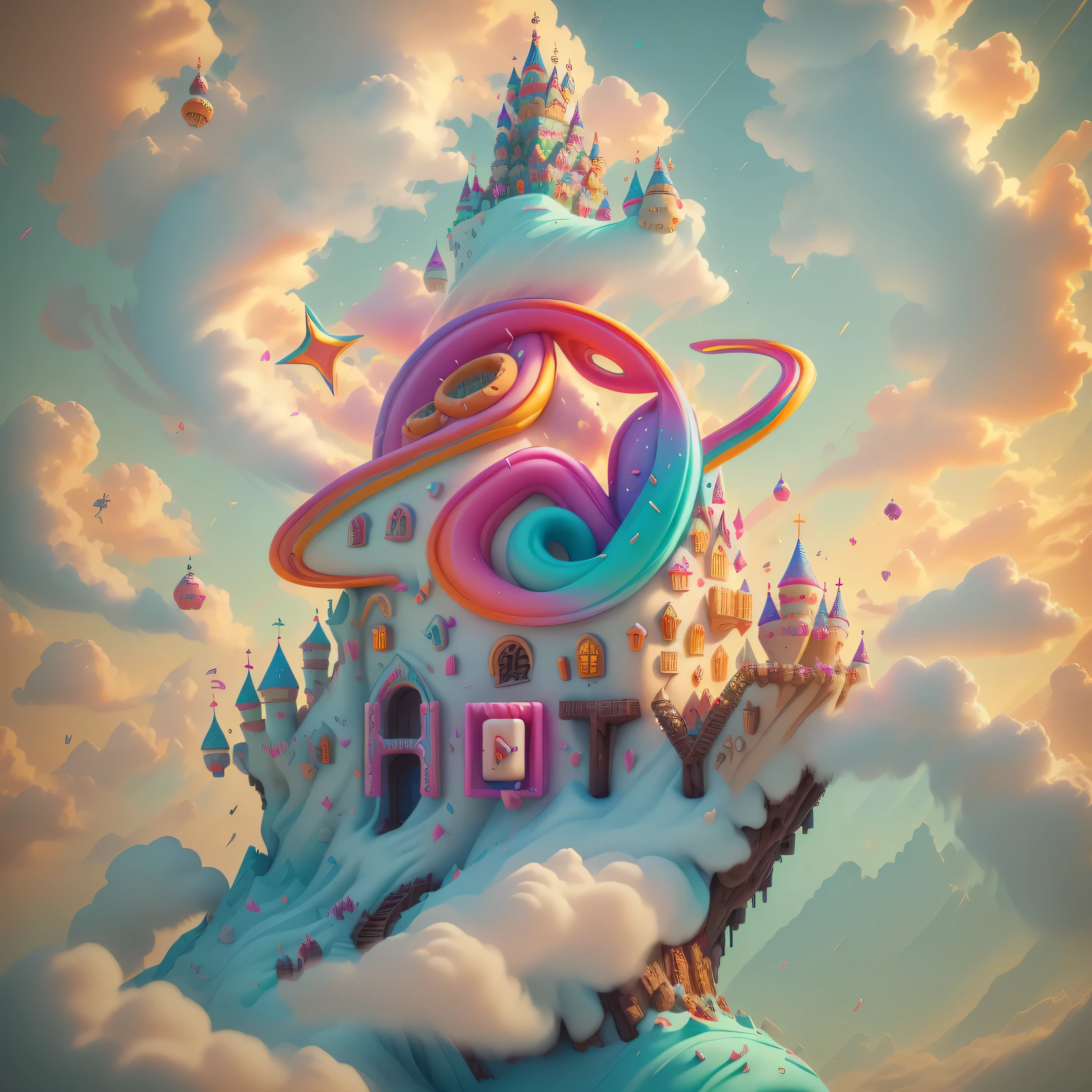 (F/2.4:1.2) (charming:1.3) (hapiness:1.2) (rich and colorful:1.2) (Full of energy:1.2) (vivid:1.2) (a Funny crooked castle 🏰 made with donuts:1.3) (lollipop:1.2) (tilt:1.2) (Sweet) (masterpiece) (cartoony lighting) (Toon shading:1.2) (Wallpaper phone) (Ultra high detail) (Unreal Engine 5) (confetti:1.3) (soft cartoon cloud:1.2)