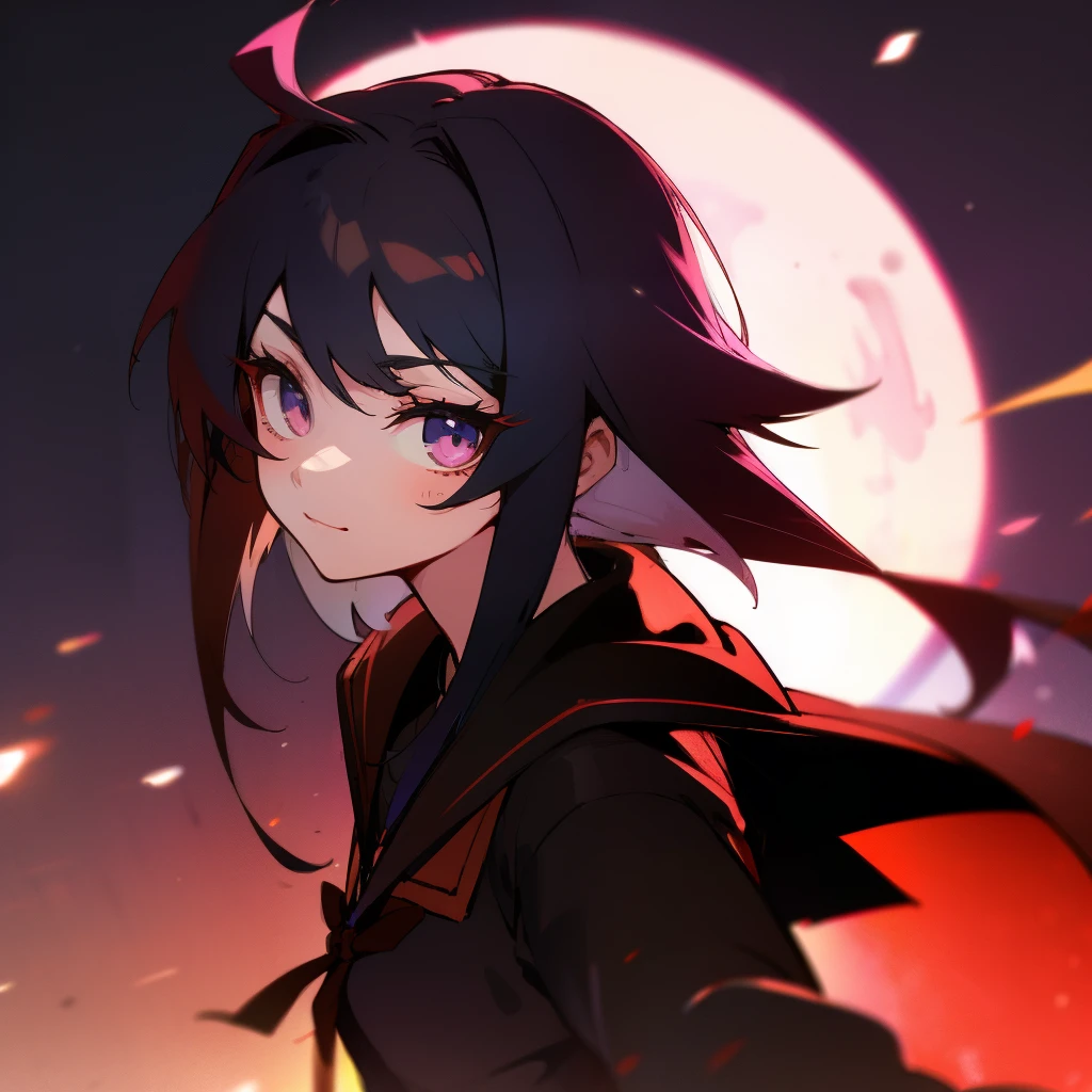 black hair，Silver students，The girl-，Anime style，night