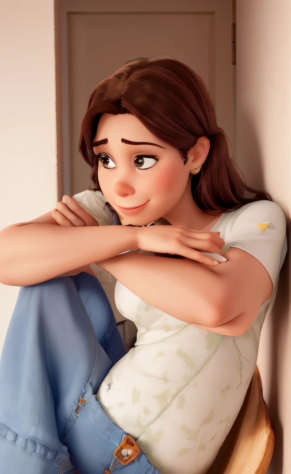 Obra-prima, de melhor qualidade, Crie um poster no estilo Pixar da seguinte personagem: Mulher multitarefas, 26 anos. medium and brown hair. Olhos castanhos. Usa uma blusa off- white, mom jeans azuis e saltinho preto. Parece muito elegante.
Joining her is her 5-year-old son and 4-month-old baby boy.
Palestrando em um palco para muitas mulheres. Fala sobre vendas. You're making a story while you're cooking, trabalha e cuida dos filhos
Claramente uma mulher de sucesso.
Foto de longe