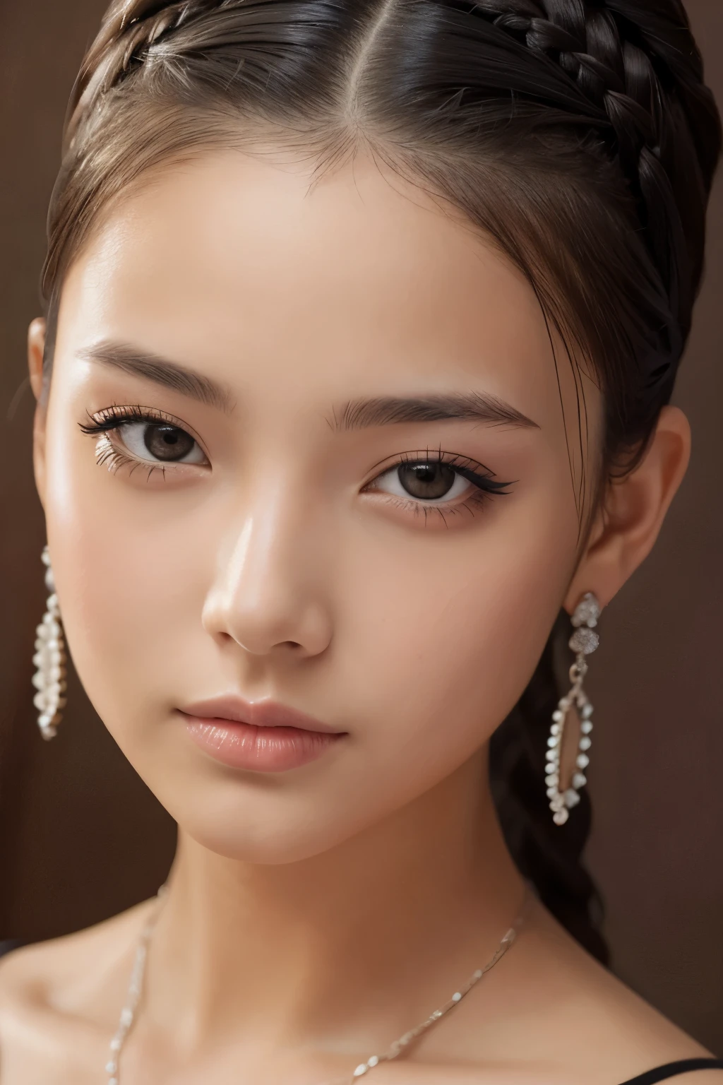 masterpiece high quality,close up of the face, girl,big eye,,,, black Chignon Cornrows,,
