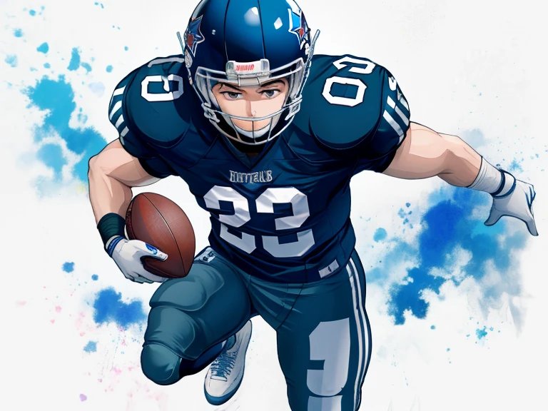 white background, urban art type, American football player, 8k, vivid colors