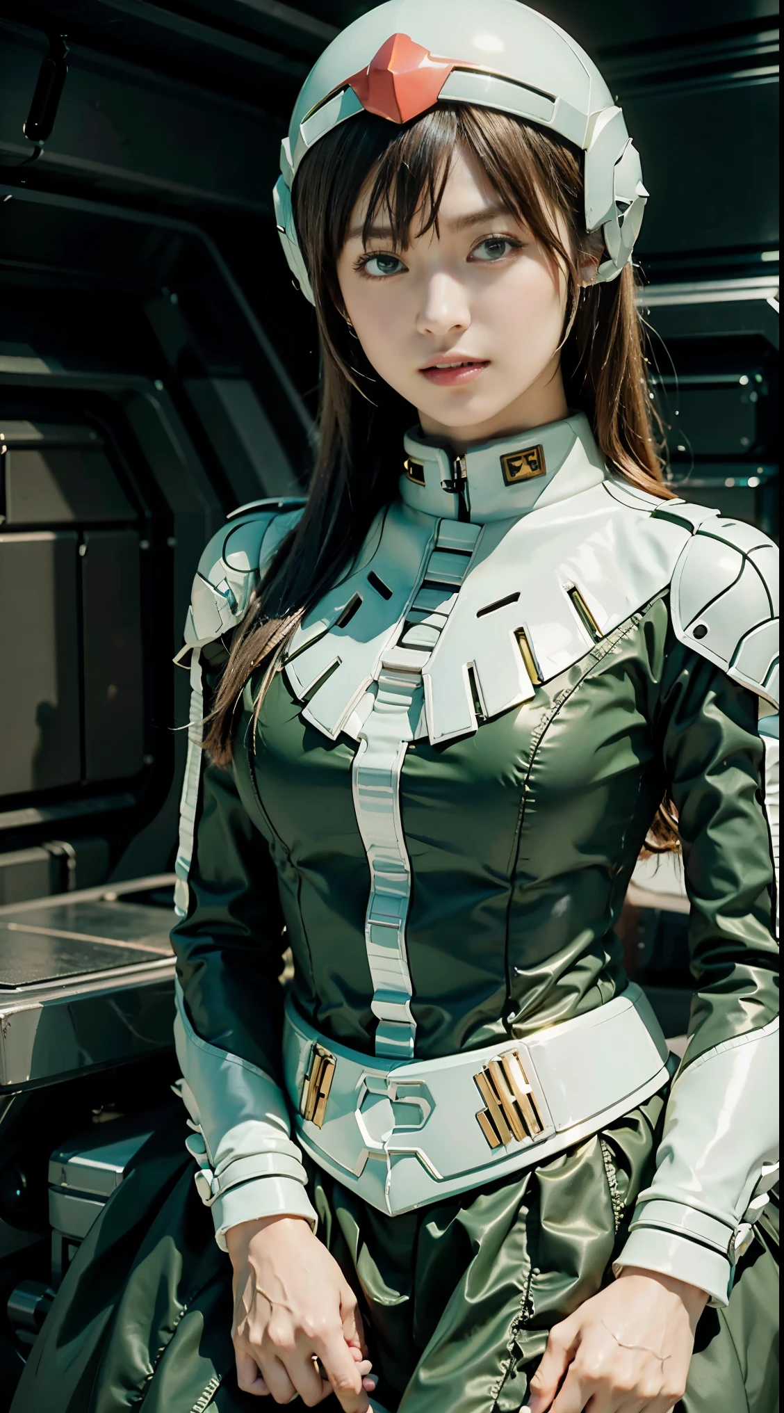 Highest image quality, outstanding details, ultra-high resolution, (realism: 1.4), the best illustration, favor details, highly condensed 1girl, with a delicate and beautiful face, dressed in a black and green mecha, wearing a mecha helmet, holding a directional controller, riding on a motorcycle, the background is a high-tech lighting scene of the future city.