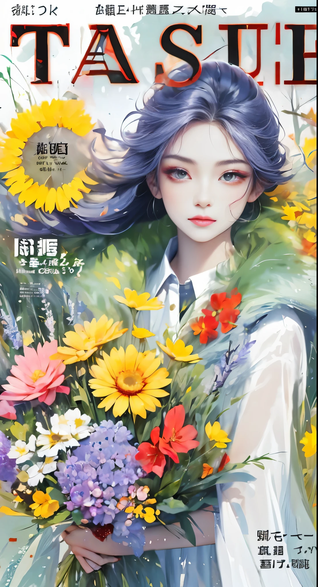 masterpiece，need，autumn，text，text框，colored hair，fresh，magazine cover，spring theme，complex cover