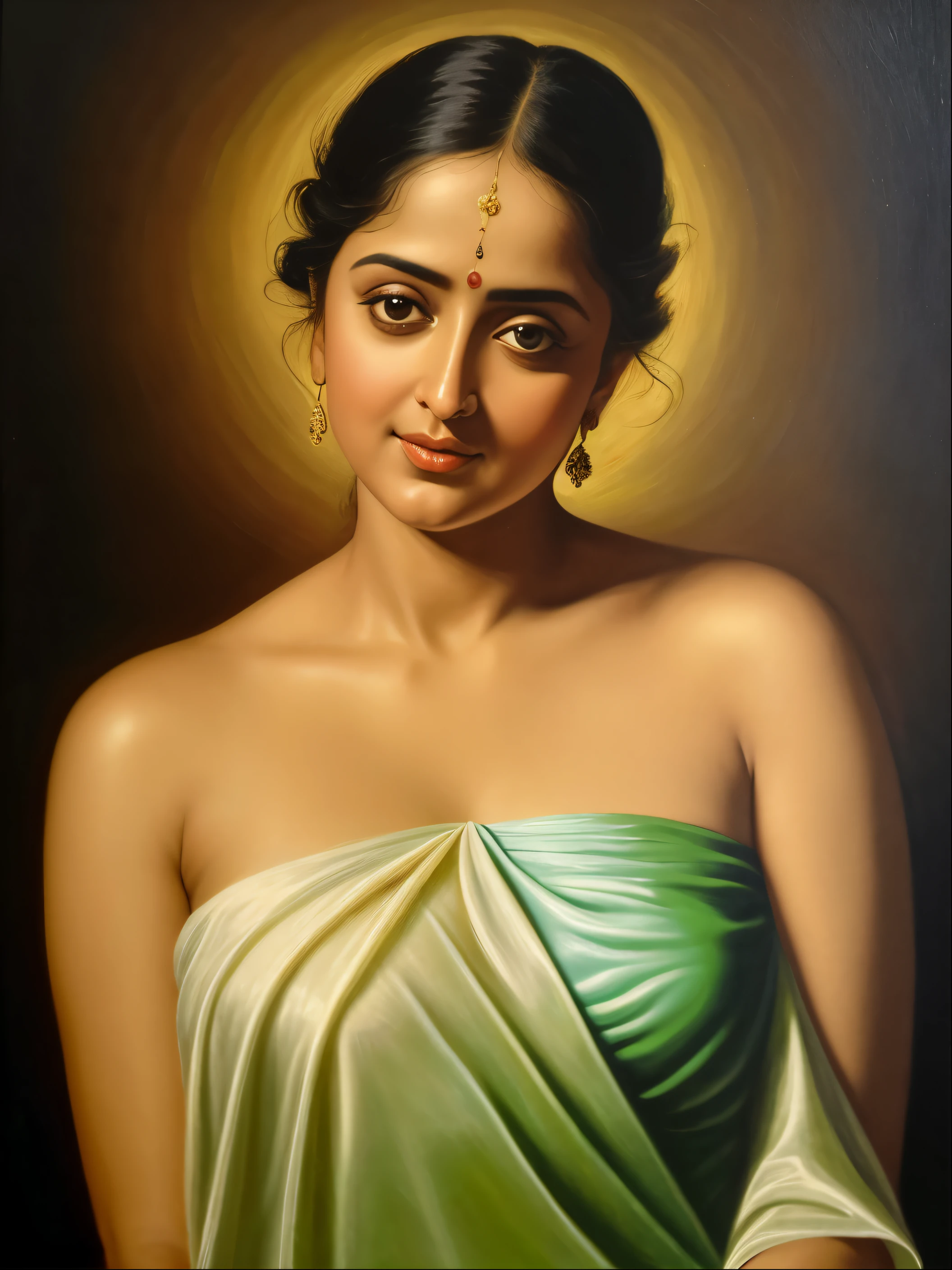 Looks like Anushka Shetty, Masterpiece, Best quality, high clarity eyes, beautifully styled hair, critically flawless,sharp picture, Full portrait, High pixels, perfect face, perfect eyes, beautiful face, perfect hands,perfect fingers, in Peter Paul Rubens style, by Peter Paul Rubens, baroque style, acrylic on canvas, highly detailed, description: "Create a nymph inspired by the tales of Greek or Roman mythology, embodying the essence of a natural element or location, and possessing a unique ability or trait that sets her apart."