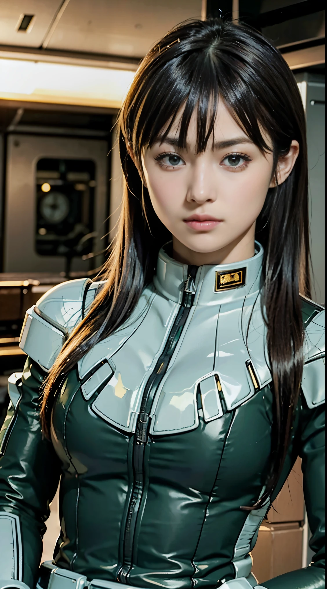 Highest image quality, outstanding details, ultra-high resolution, (realism: 1.4), the best illustration, favor details, highly condensed 1girl, with a delicate and beautiful face, dressed in a black and green mecha, wearing a mecha helmet, holding a directional controller, riding on a motorcycle, the background is a high-tech lighting scene of the future city.