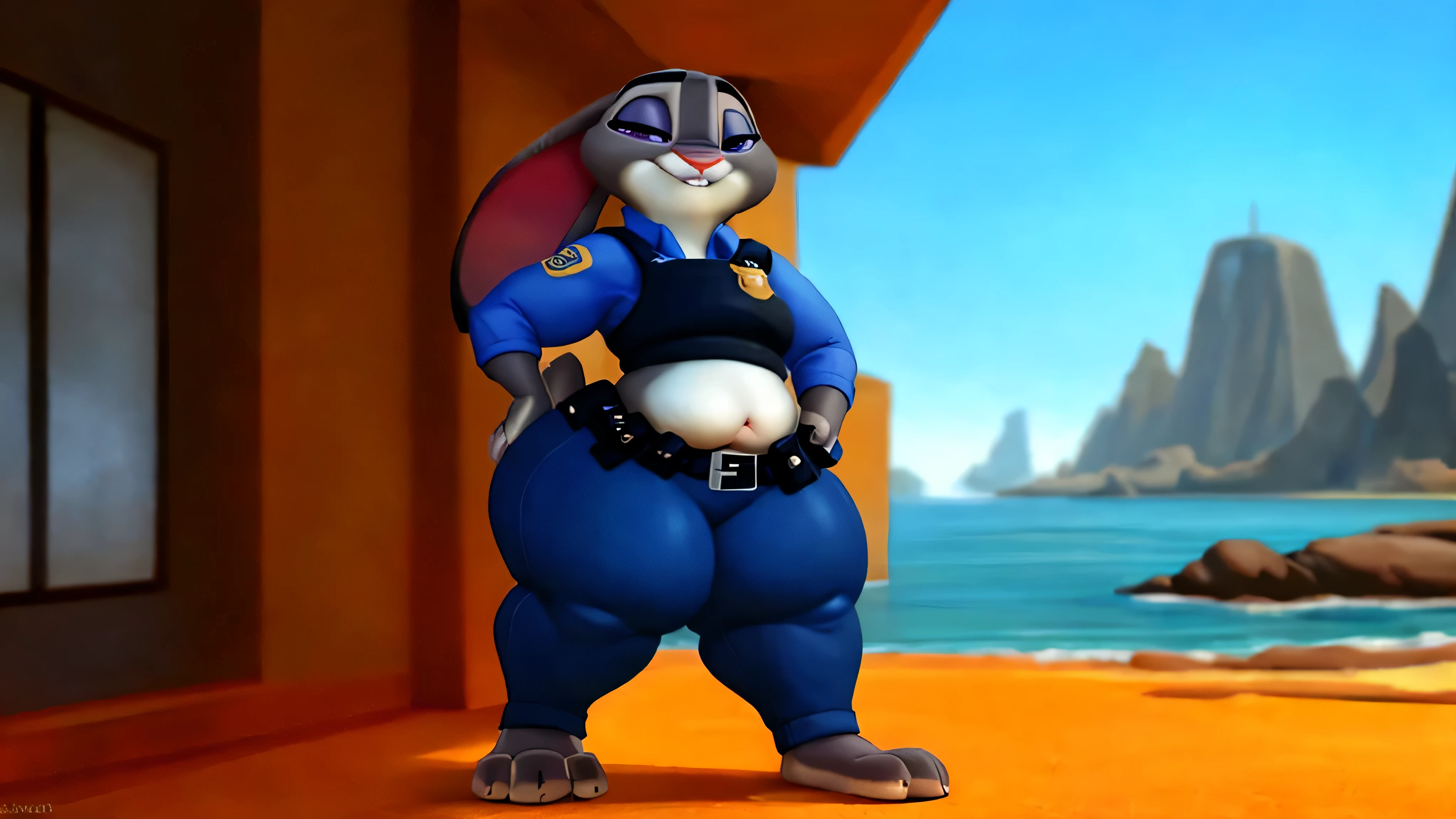 [Judy hopps; Zootopia], [Uploaded to e621.net; (Pixelsketcher), (qupostuv35:1.3), (ozoneserpent), (the minuscule task)], ((masterpiece)), ((solo portrait)), ((full body)), ((back view)), ((feet visible)), ((furry; anthro)), ((detailed fur)), ((detailed shading)), ((beautiful render art)), (((make-up))), bunny ears, smile, bunny tail, (beautiful legs), (beautiful feet), (gorgeous hips)}, ((intricate detail, 4K)), {Anthro; ((bunny, female, featureless breasts, antrum)), ((grey fur))}, ((solo, perspective)), [Body; ((adult, mature body, large body, curved thighs, gorgeous hips, curvature)), (smooth fur, bunny nose, ((one pair of ears)))], [Clothing; ((bare body, au natural))], {(half-closed eyes, lewd expression, looking lewdly, looking back at you, beautiful indigo eyes, indigo eye shadow, pink lipstick:1.3, ((lewd pose:1.2)))}, [Perspective: (ass focus, below perspective, back shot, bent over, showing off ass, ass shot, (standing:1.3), being lewd)], [Setting; ((inside bathroom), (overhead light), (in shower), (tile wall), vibrant colors, digital render style, cinematic lighting, depth of field)]