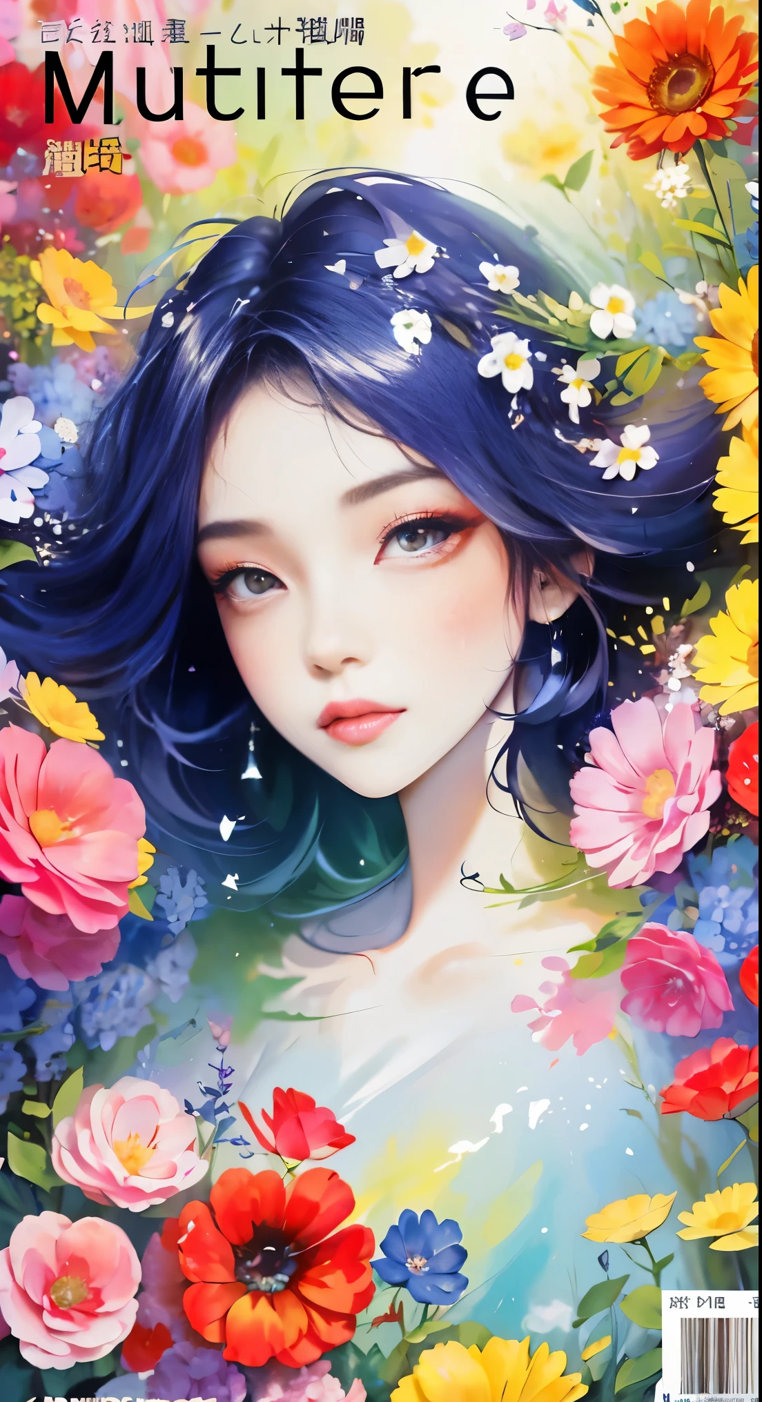 low angles、(catss、😇、A smile、😌🥰Archaic Smile).hyper realstic、Ultra-realistic、Depiction of the human body without distortion、Monna Lisa、Woman in Arms、Near and far law、Three-dimensional、Contemporary painting、moderno、world masterpiece、collection、Homage to the art or artist work of Picasso and Renoir, Not sentimental、Excellent portrayal、Gentle expression、More detailed character faces, Serious competition、Compositions like paintings、(Konmutsuki_Gacha_Series 1, punk_rosette), Realistic、Delicate brushwork、aqua color flowers, (Full body, elegant flowers background)