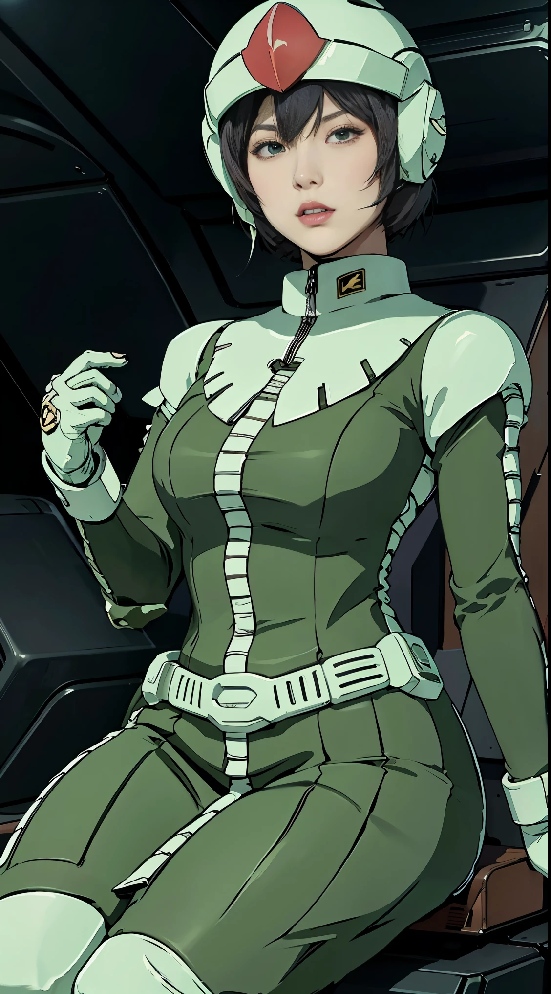 Highest image quality, outstanding details, ultra-high resolution, (realism: 1.4), the best illustration, favor details, highly condensed 1girl, with a delicate and beautiful face, dressed in a black and green mecha, wearing a mecha helmet, holding a directional controller, riding on a motorcycle, the background is a high-tech lighting scene of the future city.