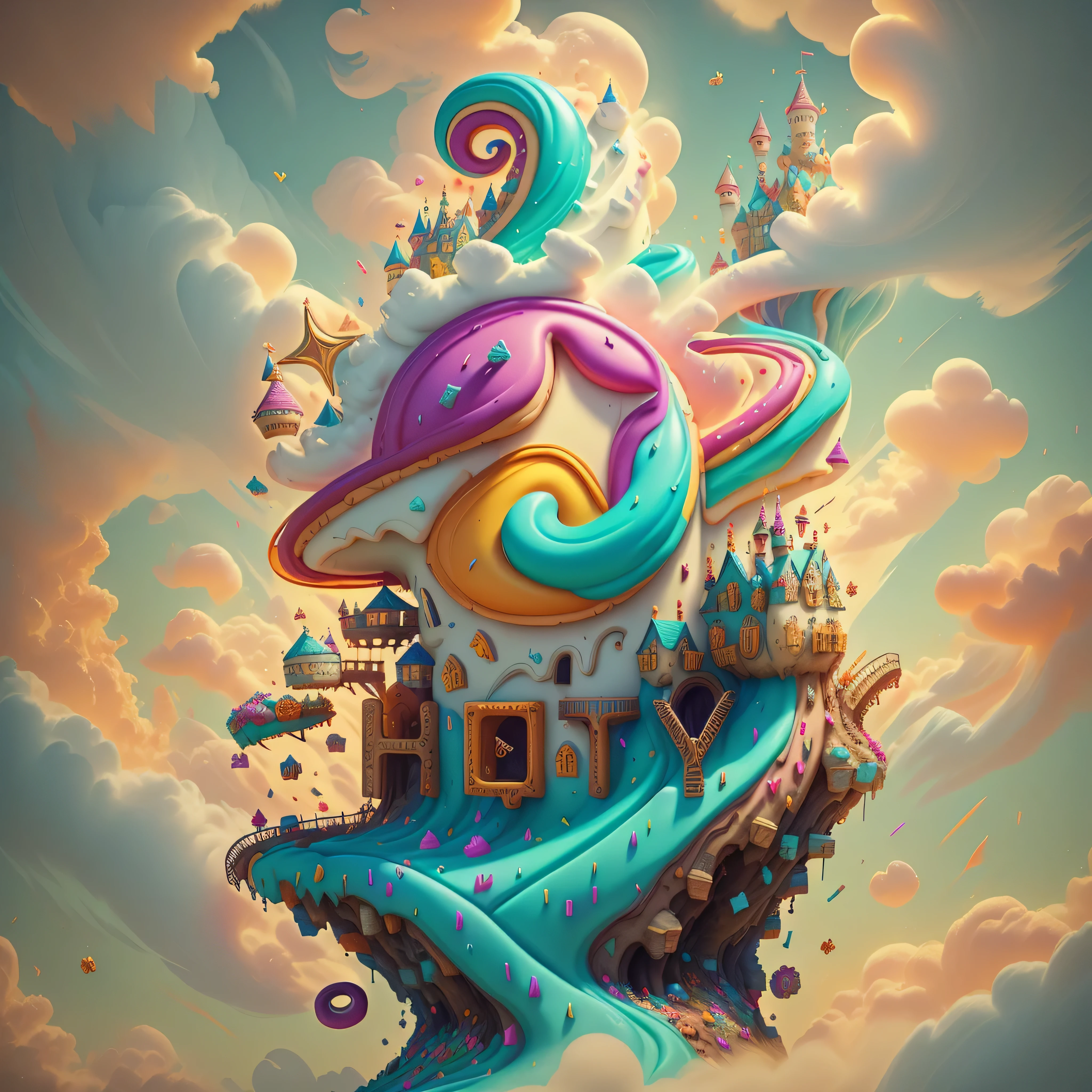 (F/2.4:1.2) (charming:1.3) (hapiness:1.2) (rich and colorful:1.2) (Full of energy:1.2) (vivid:1.2) (a Funny crooked castle 🏰 made with donuts:1.3) (lollipop:1.2) (tilt:1.2) (Sweet) (masterpiece) (cartoony lighting) (Toon shading:1.2) (Wallpaper phone) (Ultra high detail) (Unreal Engine 5) (confetti:1.3) (soft cartoon cloud:1.2)