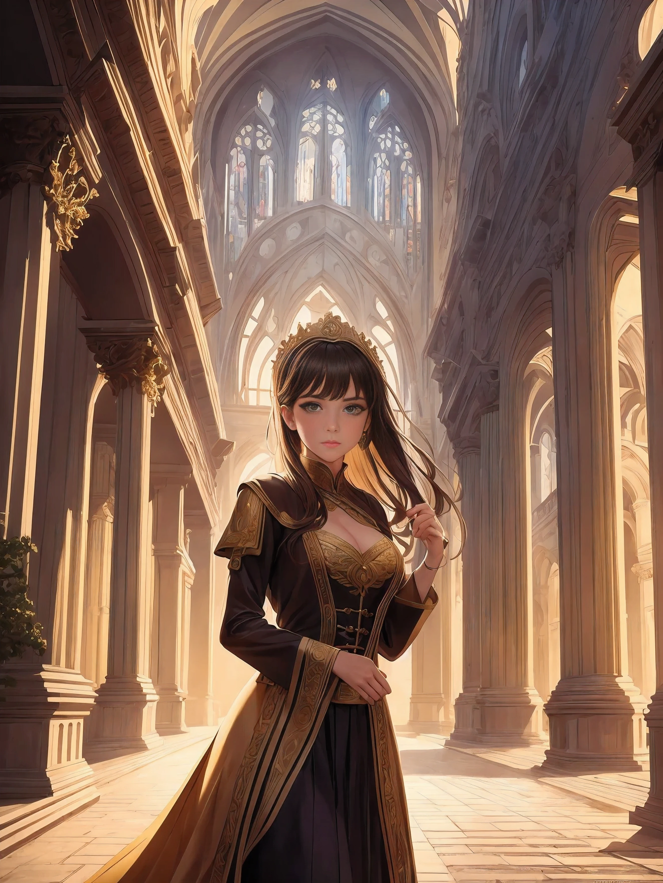 A girl standing in the magnificent city of Serdica., Beloved by Roman Emperor Constantine the Great. Her eyes reflect her admiration for Sophia., Bulgaria, As her lips whisper her love for this historic place. The cityscape is dominated by magnificent Roman ruins, Introducing the region's magnificent history. media used to depict this scene is a mixture of classical oil painting and modern digital illustration, Creating a unique fusion of traditional and contemporary art. girl face details, Perfectly sculpted features and long eyelashes, Rendered with surreal precision, Capture every subtle nuance. The vibrant colors of the city come to life in vivid hues., Reflecting Sofia's diverse and rich cultural heritage. Warm colors make you feel nostalgic, on the other hand、The occasional pop of bright cot represents the vibrant ethnic traditions that have shaped the city's identity.。. The lit in the image is carefully crafted to enhance the dramatic atmosphere. Soft golden sunlight is falling on the scene, casts a warm shadow、Add depth to the composition. A fascinating symphony created by the play of light and shadow, Emphasizing the grandeur of the architecture and the graceful figure of the girl. with great attention to detail, Images are of the highest quality and resolution, Enabling a breathtaking viewing experience. Each stroke and brushstroke is carefully made., A masterpiece has been created that captivates the viewer's imagination.. In summary, Prompts include、It depicts a girl standing in the magnificent city of Serdica.。, Capturing the essence of Sofia's history and culture. media, lit, Details elevate the image to grandeur, Symphonic, and dramatic works of art.