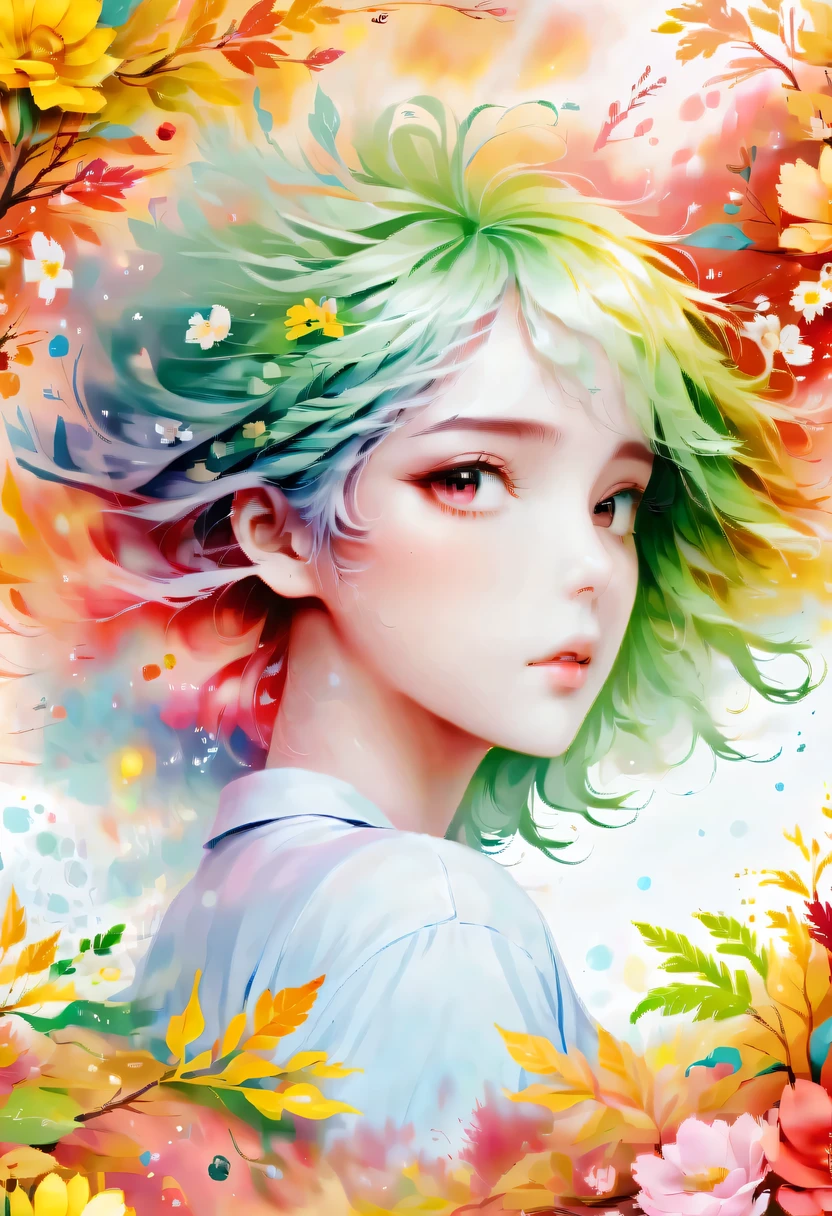 masterpiece，need，autumn，text，text框，colored hair，fresh，magazine cover，spring theme，complex cover