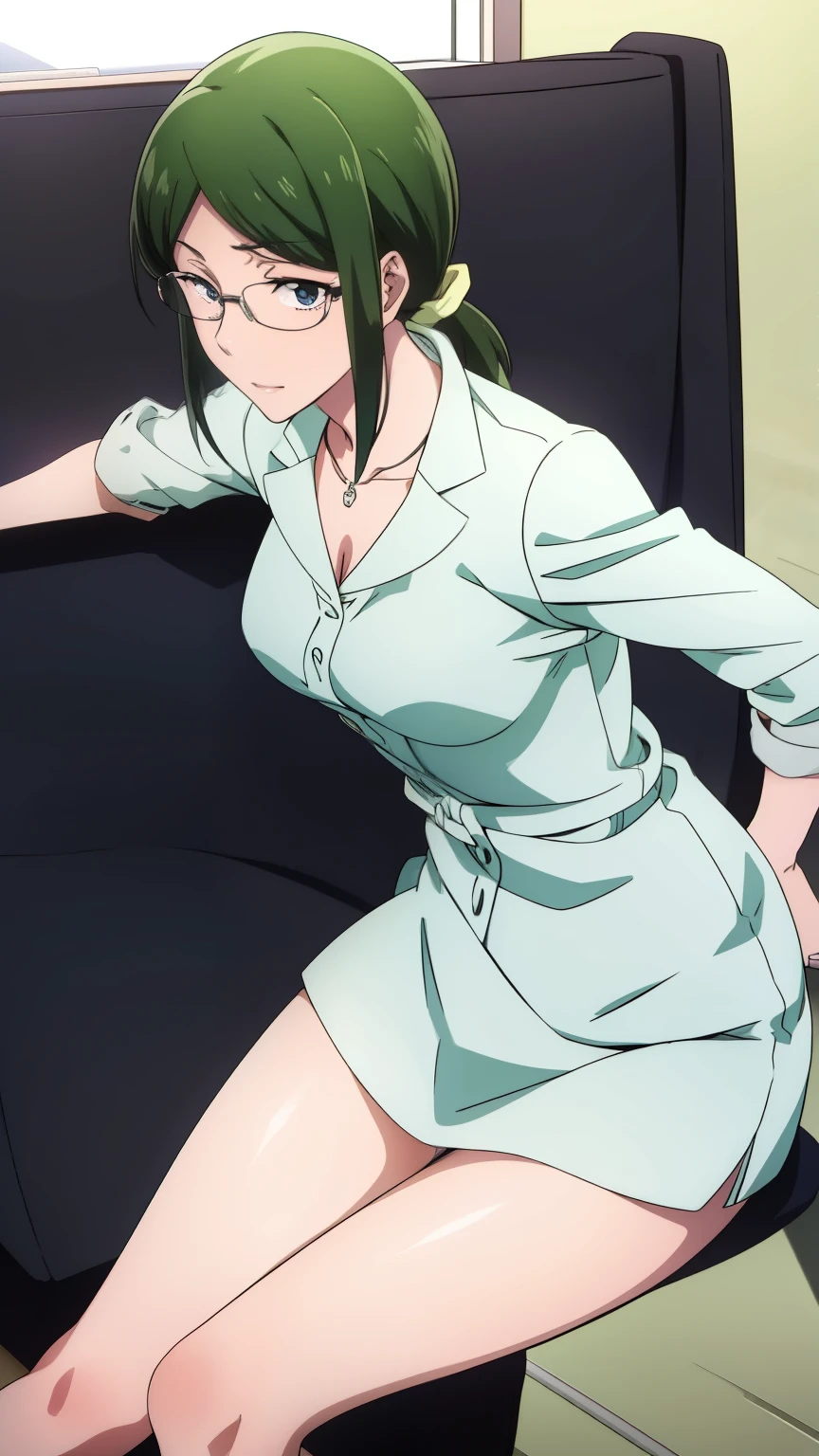 hanakokoyanagi, hanako koyanagi, green hair, low ponytail, glasses, bikini
BREAK looking at viewer,
BREAK indoors,
BREAK (masterpiece:1.2), best quality, high resolution, unity 8k wallpaper, (illustration:0.8), (beautiful detailed eyes:1.6), perfect lighting, extremely detailed CG, knees together feet apart, underwear, bikini