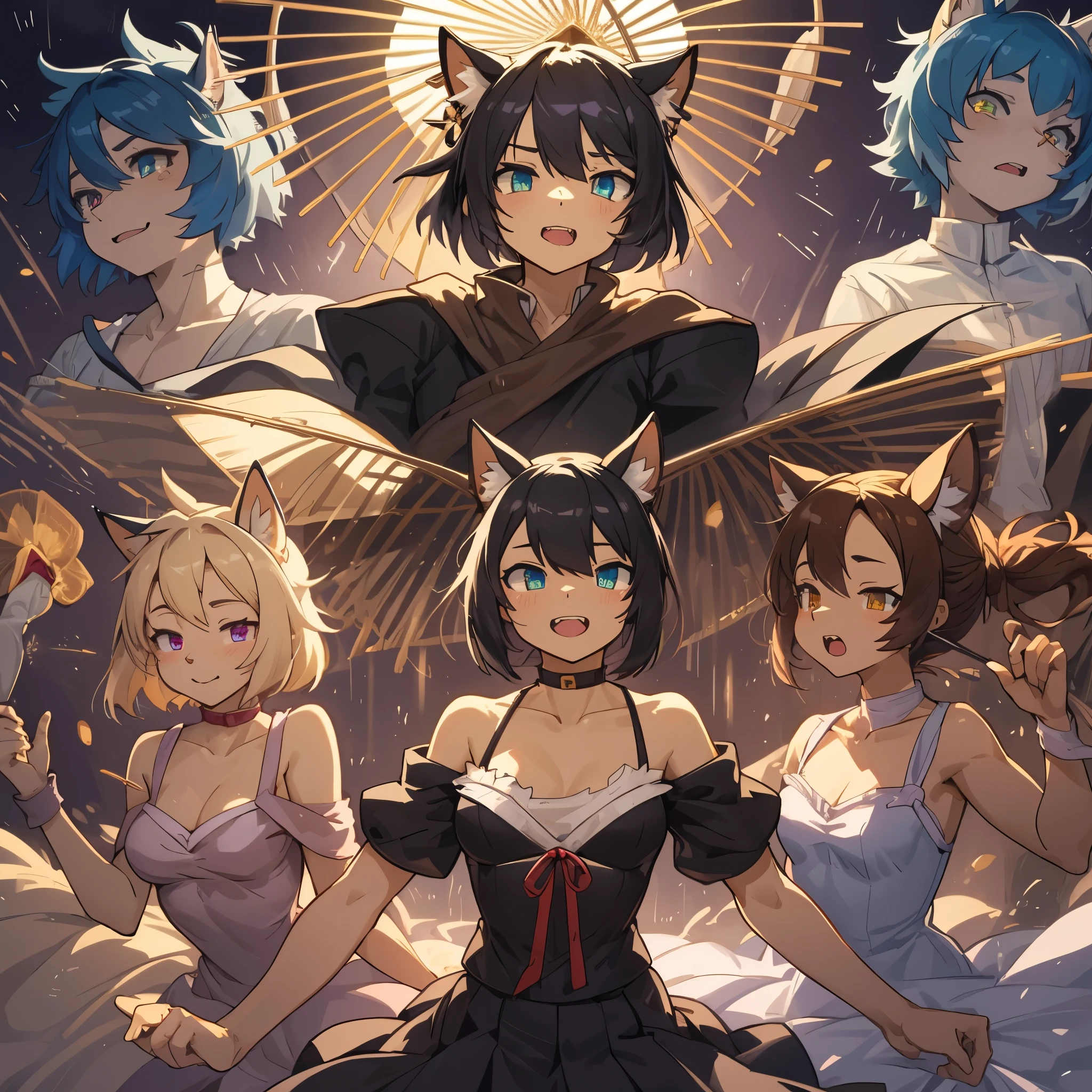 top quality, best quality, High-quality illustrations, masterpiece, super high resolution, detailed background, ballet, Singin' in the Rain, show, 6+boys, 6+girls, absurdres(highly detailed beautiful face and eyes)perfect anatomy, expression, good lighting, cinematic shadow(kemono, furry anthro)assorted poses(sound effects, motion blur),