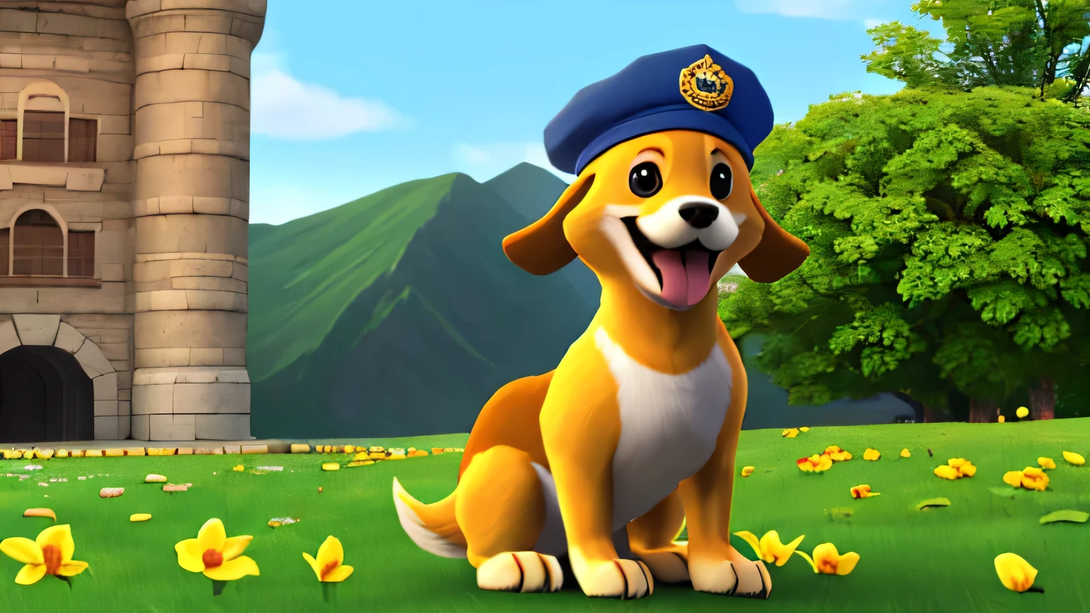(best quality,highres:1.2),ultra-detailed,(realistic:1.37)
dog,standing,(cute,adorable,playful,happy) dog,wearing(cap,cute cap),dog,(holding:1.1) a flower
