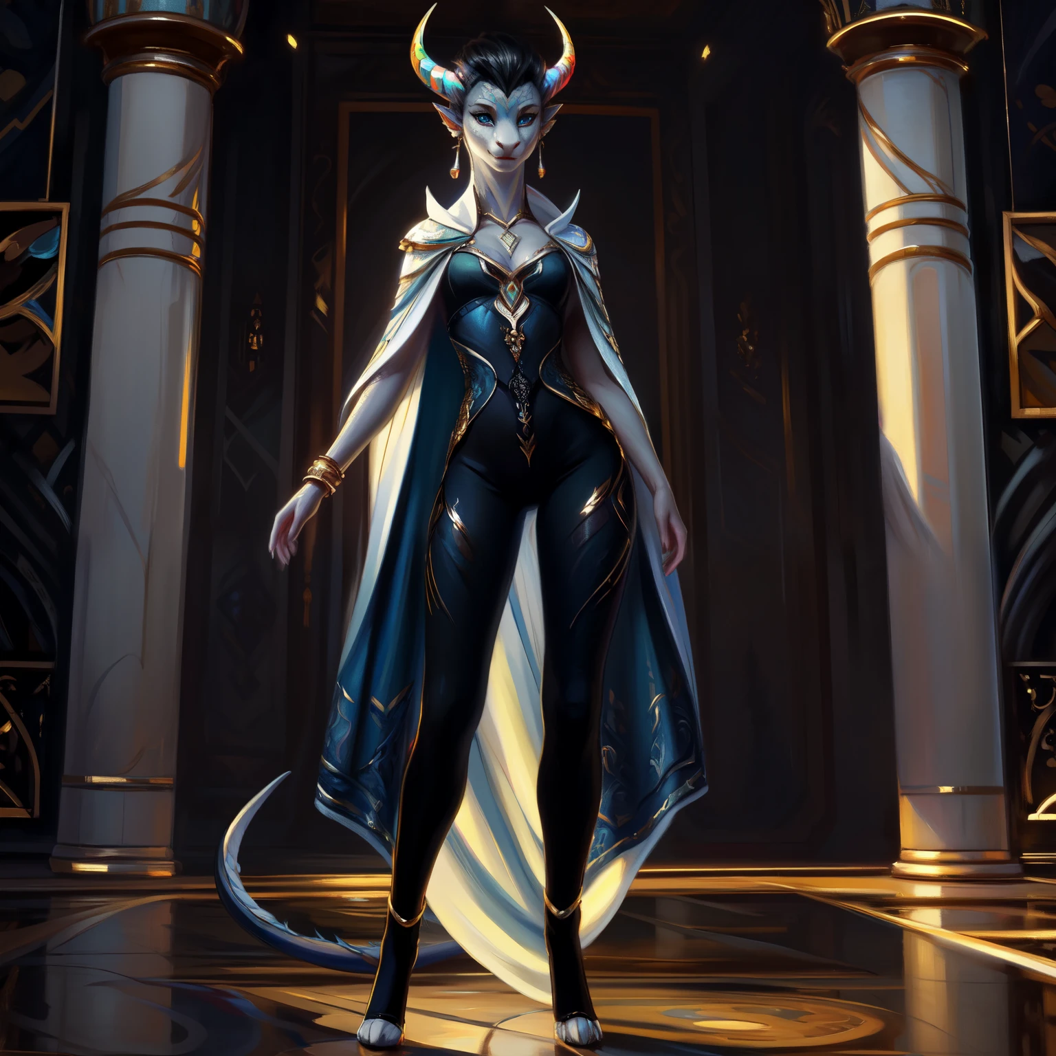 uploaded to e621, by Pixelsketcher, from Bayard Wu, Thomas Benjamin Kennington , from Einhelm, One second, ((Full Length, Master plan)),(detailed lighting of Bonifasco), (Detailed scales), (Detailed skin), ((long, Graceful multi-colored tail)), (loose hair)), ((detailed information)), [Ambient light],  [explicit content], [Sharp Focus], (questionable content), (shaded), ((masterpiece), hiss, short black and blue hairstyle, Chest of medium scales, Fluffy multi-colored the Dragon, (Dragon Face, dragon horns), furry fantasy art, furry art, high resolution commission, second art, art,Sakimichan is beautiful, masterpiece, Best quality, detailed depiction, bright colors, Detailed face, perfect lighting, Perfect shadows, Perfect eyes, focus on the girl, the Dragon eyes, flawless face, (( Graceful multi-colored tail)) the Dragon, bright skin, dragon girl, can be solved, stands in full growth, holding a black sign covering his chest, Scaly Women, Dragon's nose, Large long muzzle, Multi-colored scales, look at the viewer, half-closed eyes, One, (masterpiece), (Best quality), (illustration), Yelan from Genshin Impact, short black hair, Detailed scales, Balanced coloring, Global illumination, ray tracing, good lighting, scales, split, I&#39;m looking at the viewer, Seductive look, elegant seducing pose, (The highest level of Chinese interior), ((slim and very built, elegant blue clothes, black sexy leggins, white fur cape, long slender legs)), oil painting, style by italian artist Pino Daeni, Beautiful girl, full height, short chiton above mid-thigh, thin waist,  big eyes, very long eyelashes, diamond earrings, blue bracelet, long beautiful legs, Ultra high quality model, чистое Detailed face, ((stands in full growth, holding a black sign covering his chest))