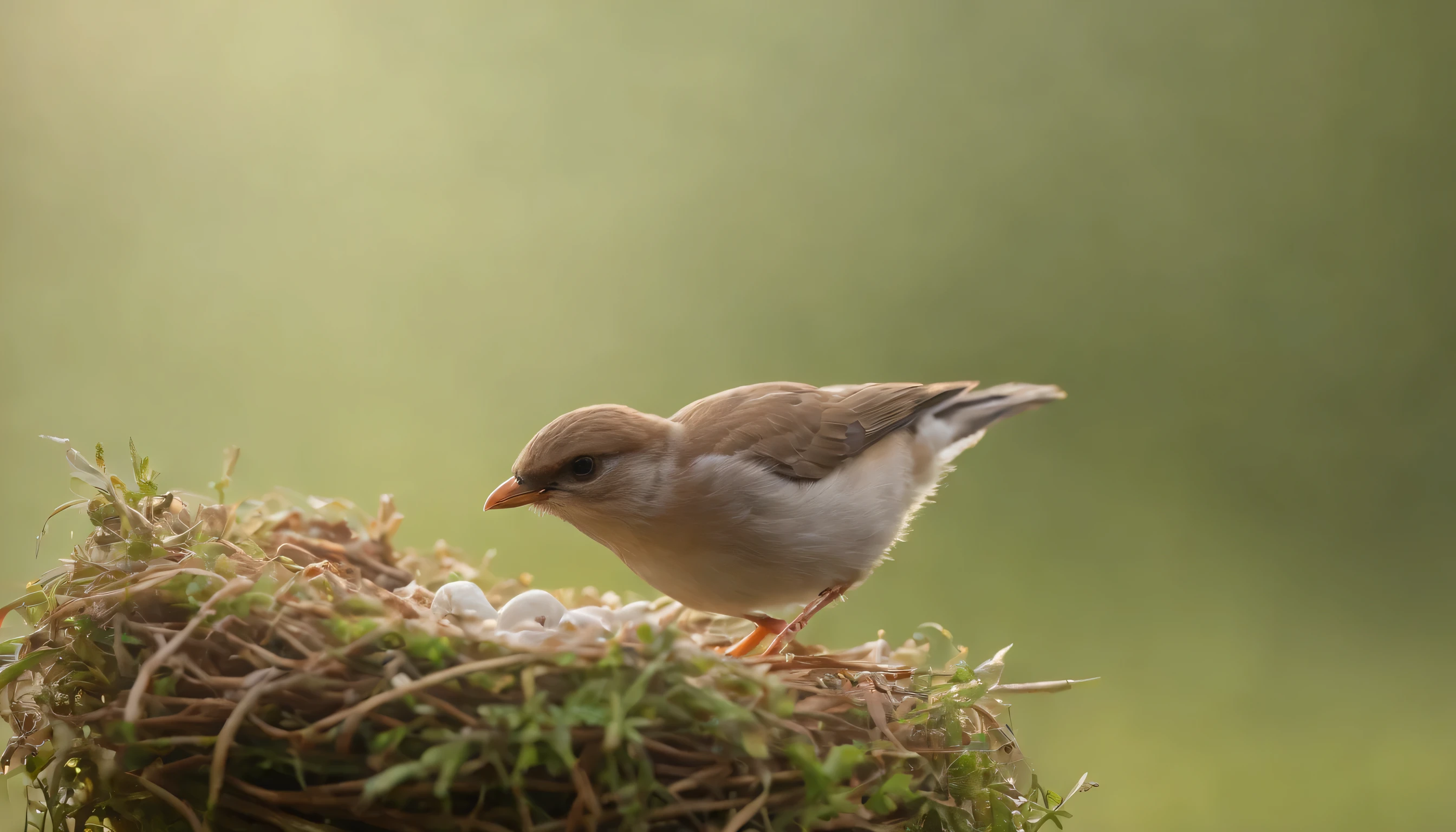 (Highly detailed CG Unity 8K wallpaper、masterpiece、highest quality、Super detailed)、(best lighting、best shadow、very delicate and beautiful)、highest quality、8K、Detailed facial depiction、masterpiece、highest quality、clear image quality、
build a nest、photo of a bird looking for food