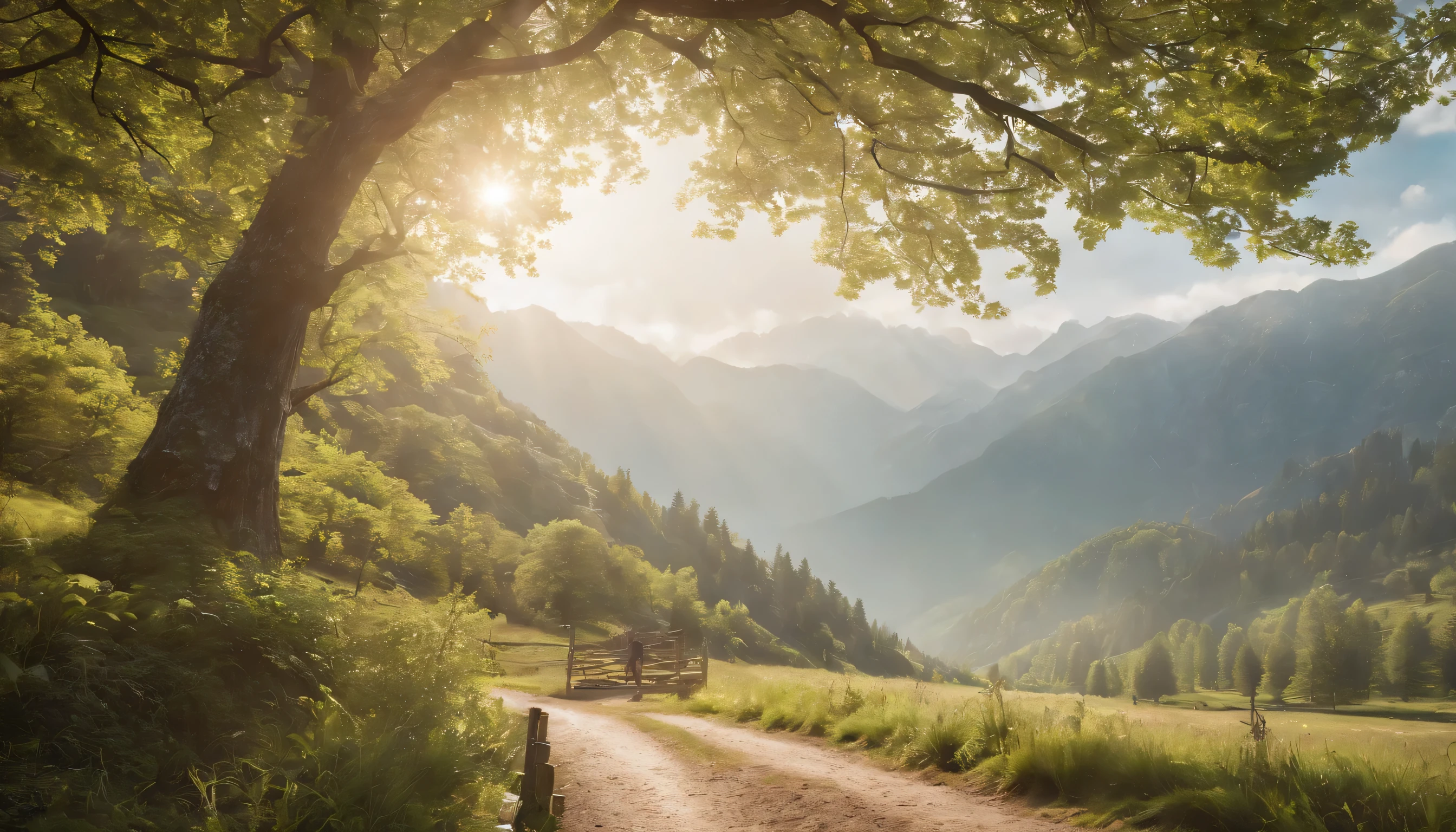 (Highly detailed CG Unity 8K wallpaper、masterpiece、highest quality、Super detailed)、(best lighting、best shadow、very delicate and beautiful)、highest quality、8K、Detailed facial depiction、masterpiece、highest quality、clear image quality、
Landscape photo with a rainbow after the spring rain