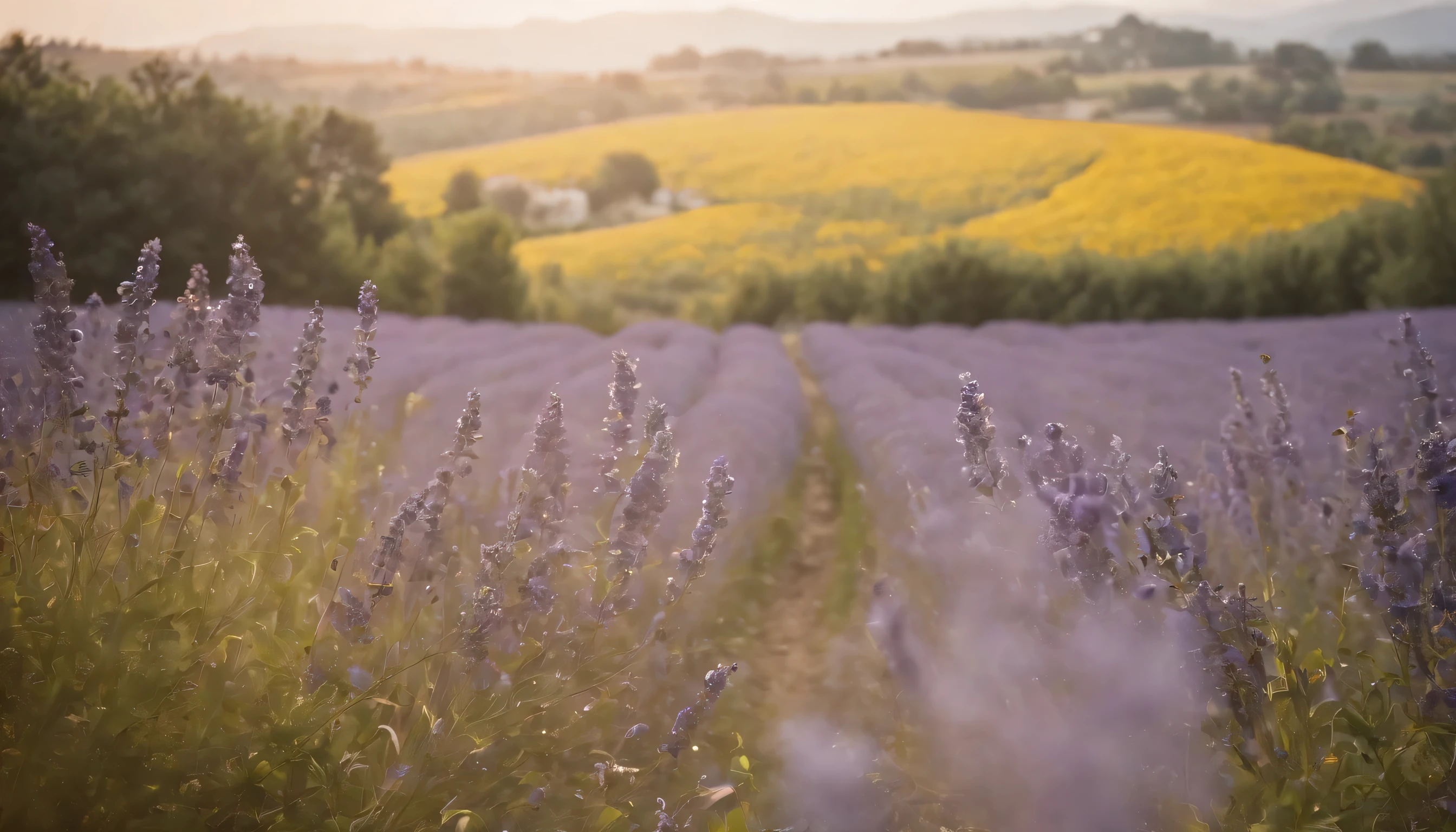 (Highly detailed CG Unity 8K wallpaper、masterpiece、highest quality、Super detailed)、(best lighting、best shadow、very delicate and beautiful)、highest quality、8K、Detailed facial depiction、masterpiece、highest quality、clear image quality、
Photos of flower fields such as rape blossoms and lavender blooming in the countryside