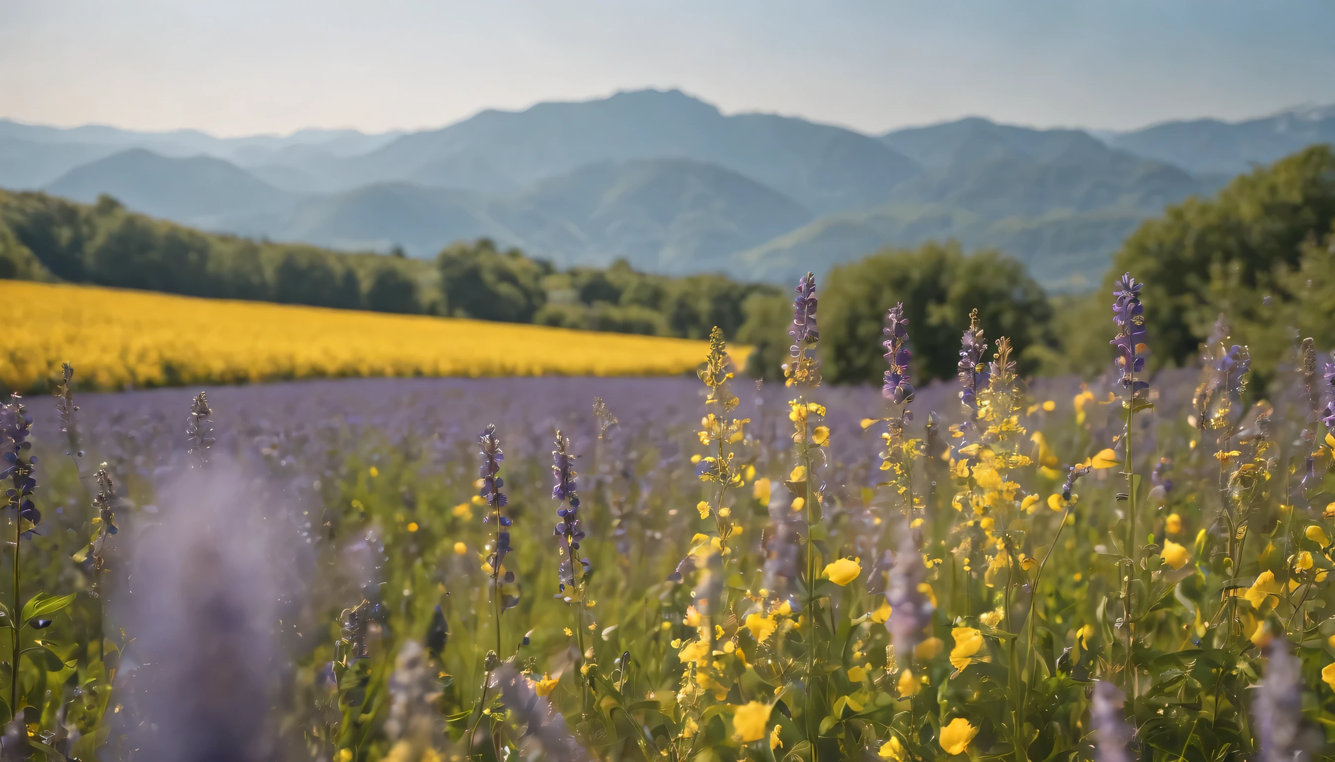 (Highly detailed CG Unity 8K wallpaper、masterpiece、highest quality、Super detailed)、(best lighting、best shadow、very delicate and beautiful)、highest quality、8K、Detailed facial depiction、masterpiece、highest quality、clear image quality、
Photos of flower fields such as rape blossoms and lavender blooming in the countryside