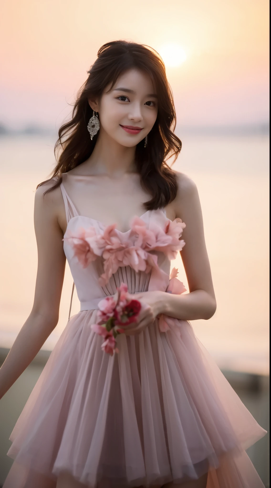 ((Masterpiece, Top image quality, high resolution、alone、shiny skin))(on the table, best quality, actual, super detailed, meticulous, high resolution, 8k wallpaper), Close-up portrait of a beautiful woman, Chariada, smiling, light brown messy hair, Perfect dynamic composition, 美丽meticulous的眼睛, Just like the cover of a fashion magazine, on campus,Wear gold-rimmed glasses