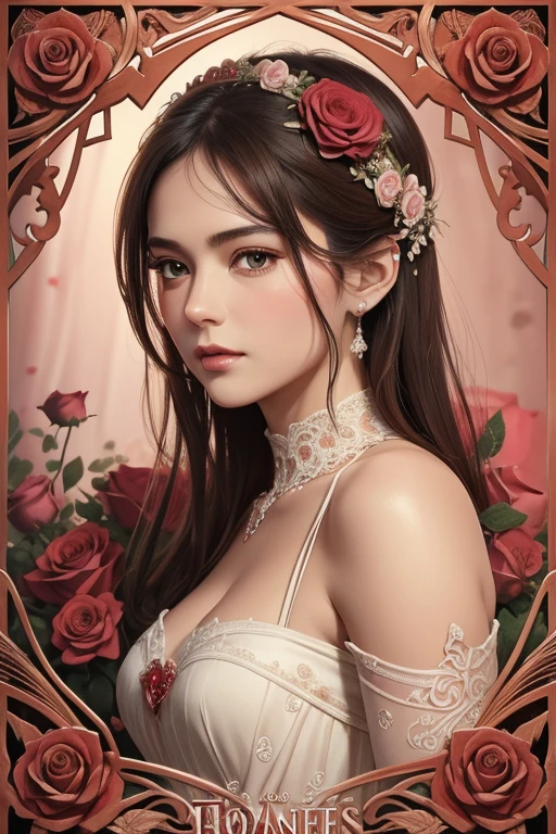 roses of love, on Valentine's day.lots of details,delicate carved details,hyperdetalization,stylization,portrait,16k,poster