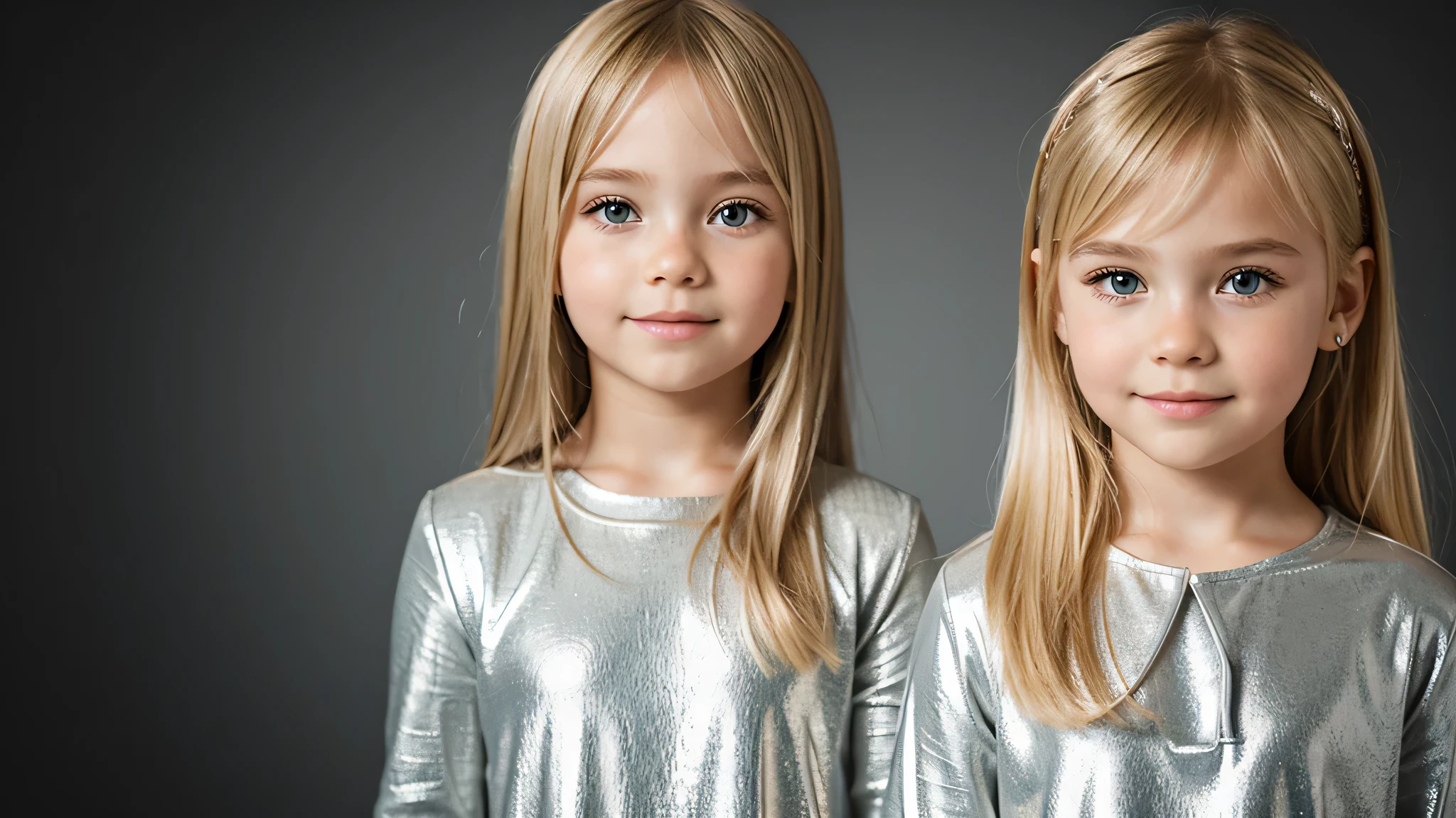 girl blonde kids, humanoid background icon, silver dress.