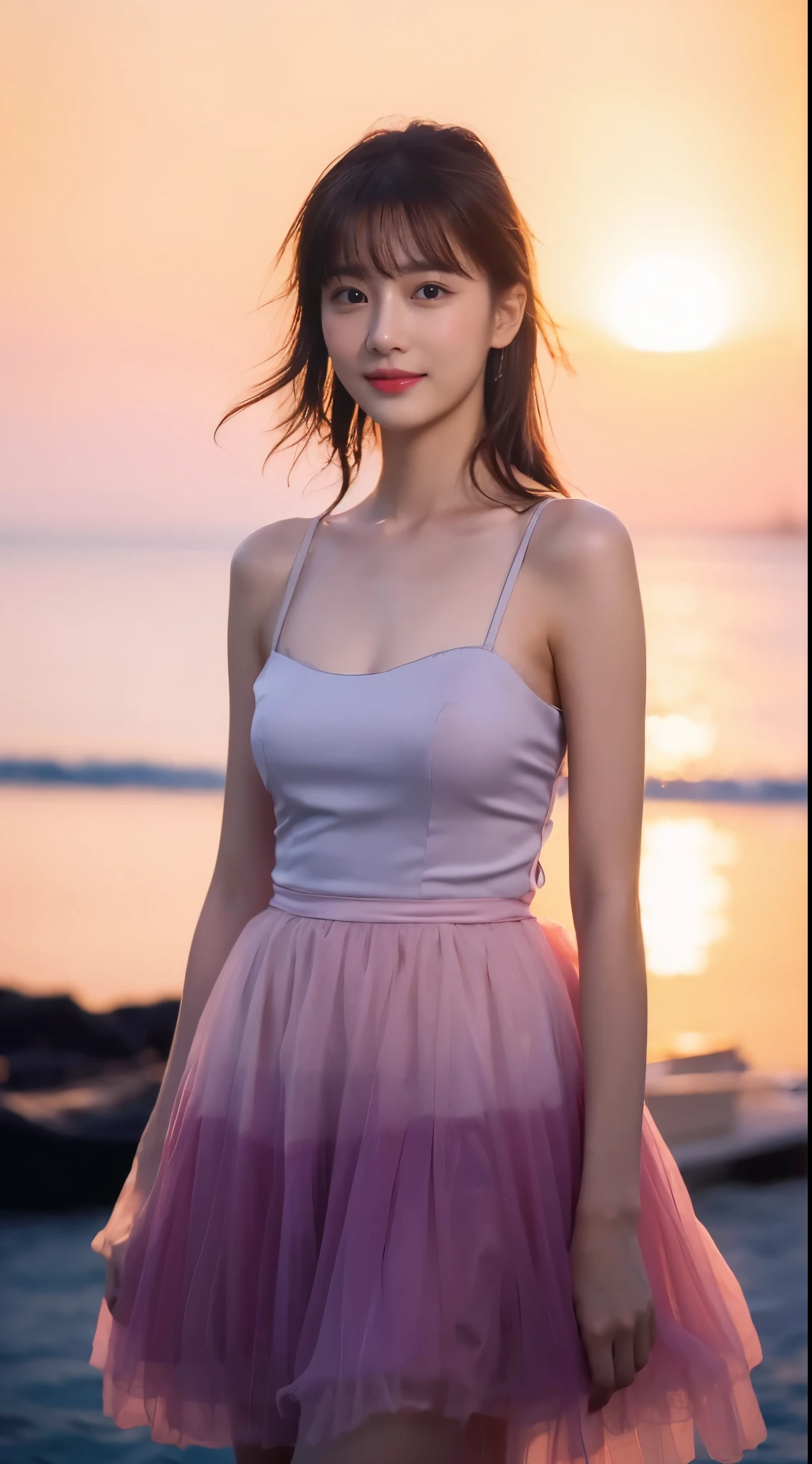 ((​Masterpiece, Top image quality, high resolution、alone、shiny skin))(on the table, best quality, actual, super detailed, meticulous, high resolution, 8k wallpaper), Close-up portrait of a beautiful woman, Chariada, smiling, light brown messy hair, Perfect dynamic composition, 美丽meticulous的眼睛, Just like the cover of a fashion magazine, on campus，Wear gold glasses