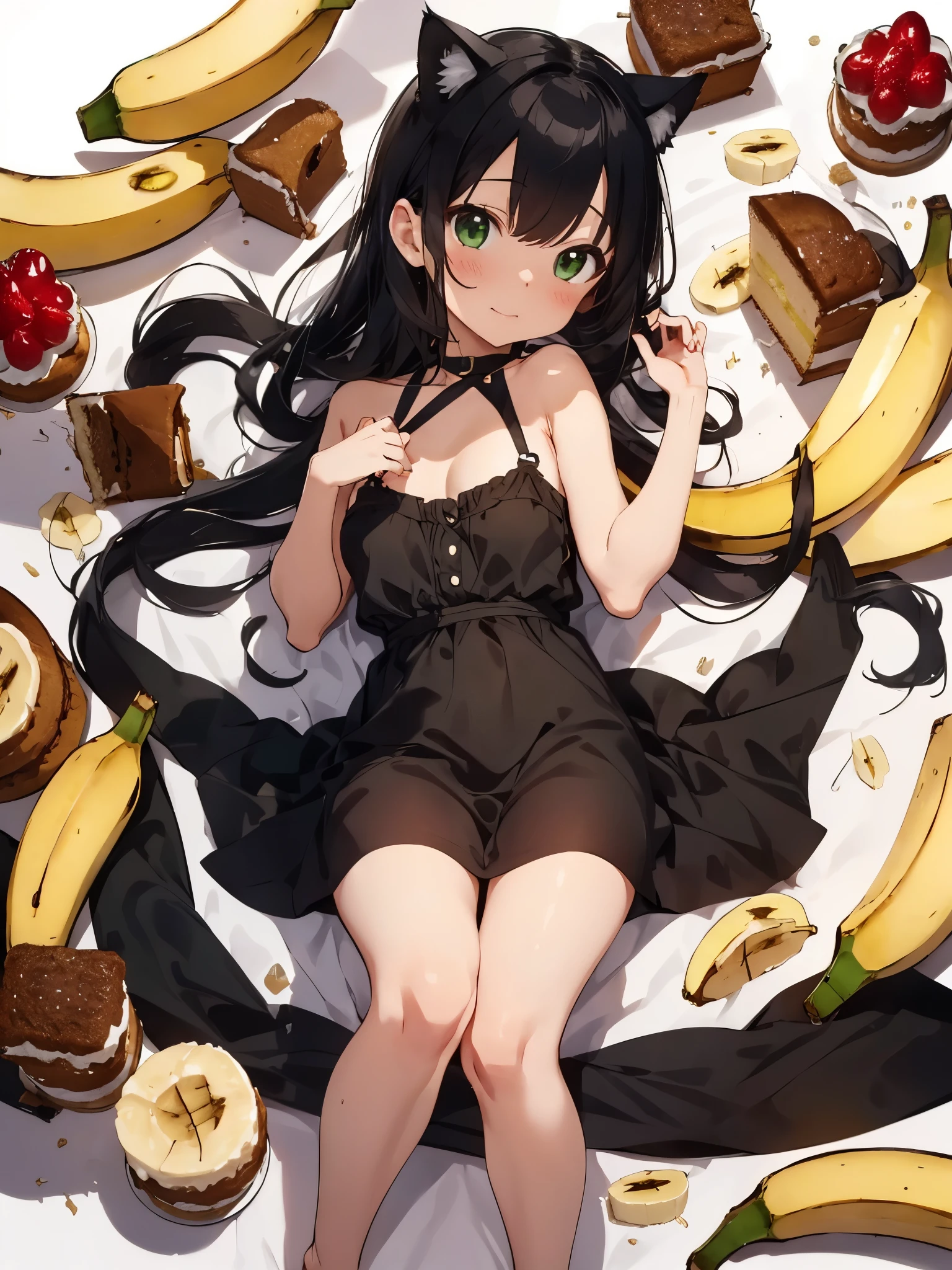 Little:1.5.(white background:1.3)::5],(Imide shot:0.95),(whole body:1.25),
(official art:1.2),
//,
(is falling down:1.1),
(fetal position:1.2),
From one finger to mouth,
blush your nose,shy,open your mouth,happy birthday,誕生日cake,mini crown,(white thighs:1.3),
Raleigh,,bandaged leg,barefoot,whole body,green eyes,Cat ear,(banana in, cake:1.2),
black hair、shining hair,dull bangs,yellow dress,plunging neckline,Cross Halter Dress,Waistband,