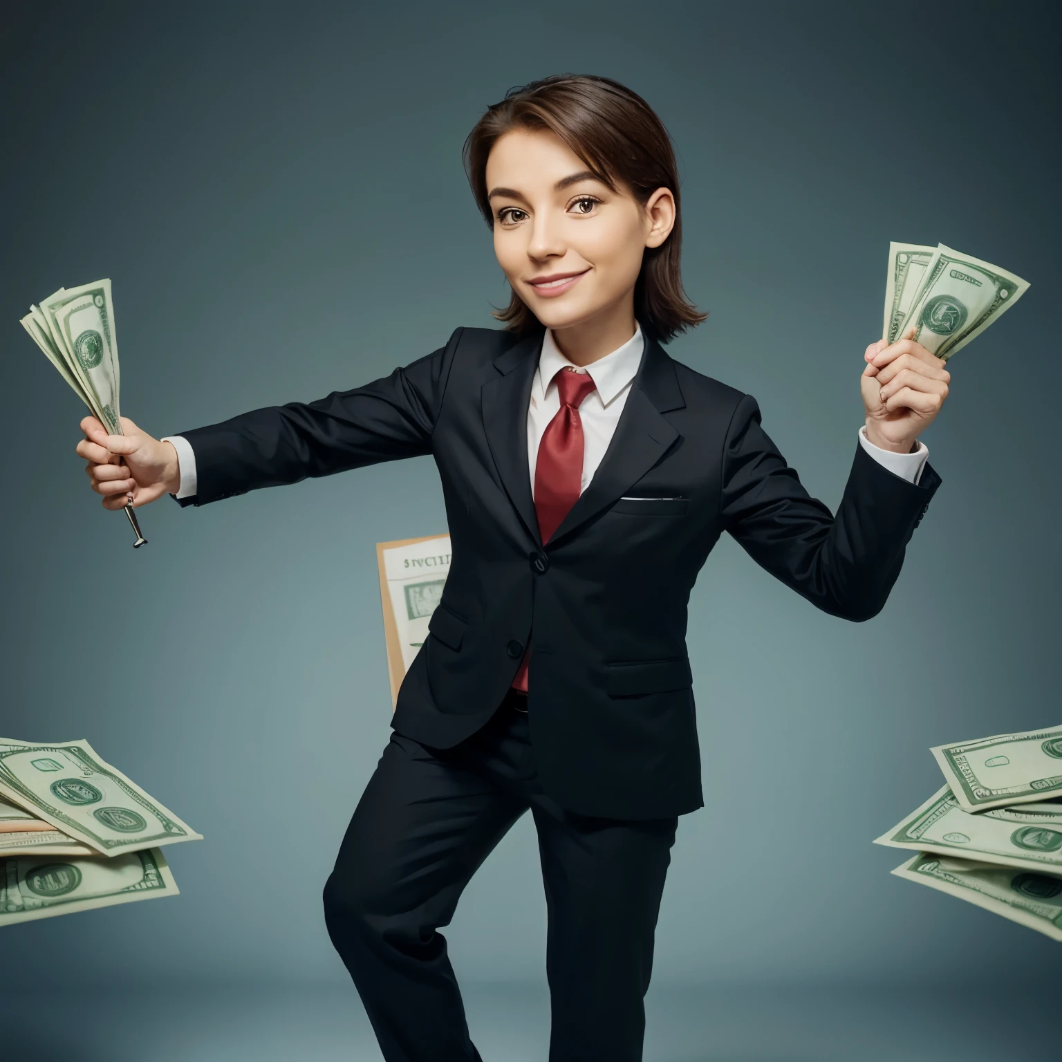 a cartoon of a financial advisor holding a stock of money