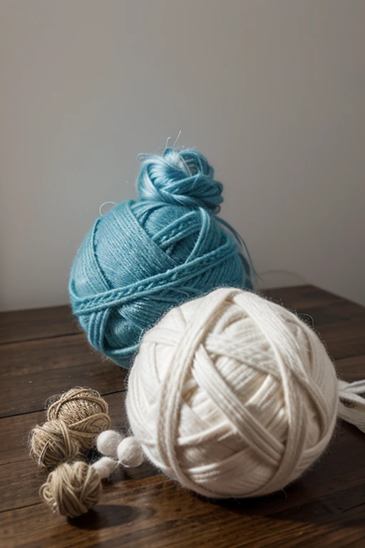 wocroche, needle and balls of wool,