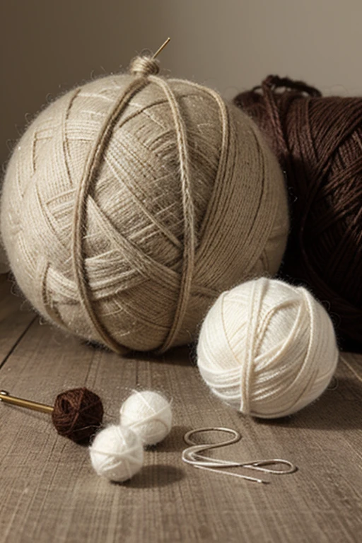 wocroche, needle and balls of wool,