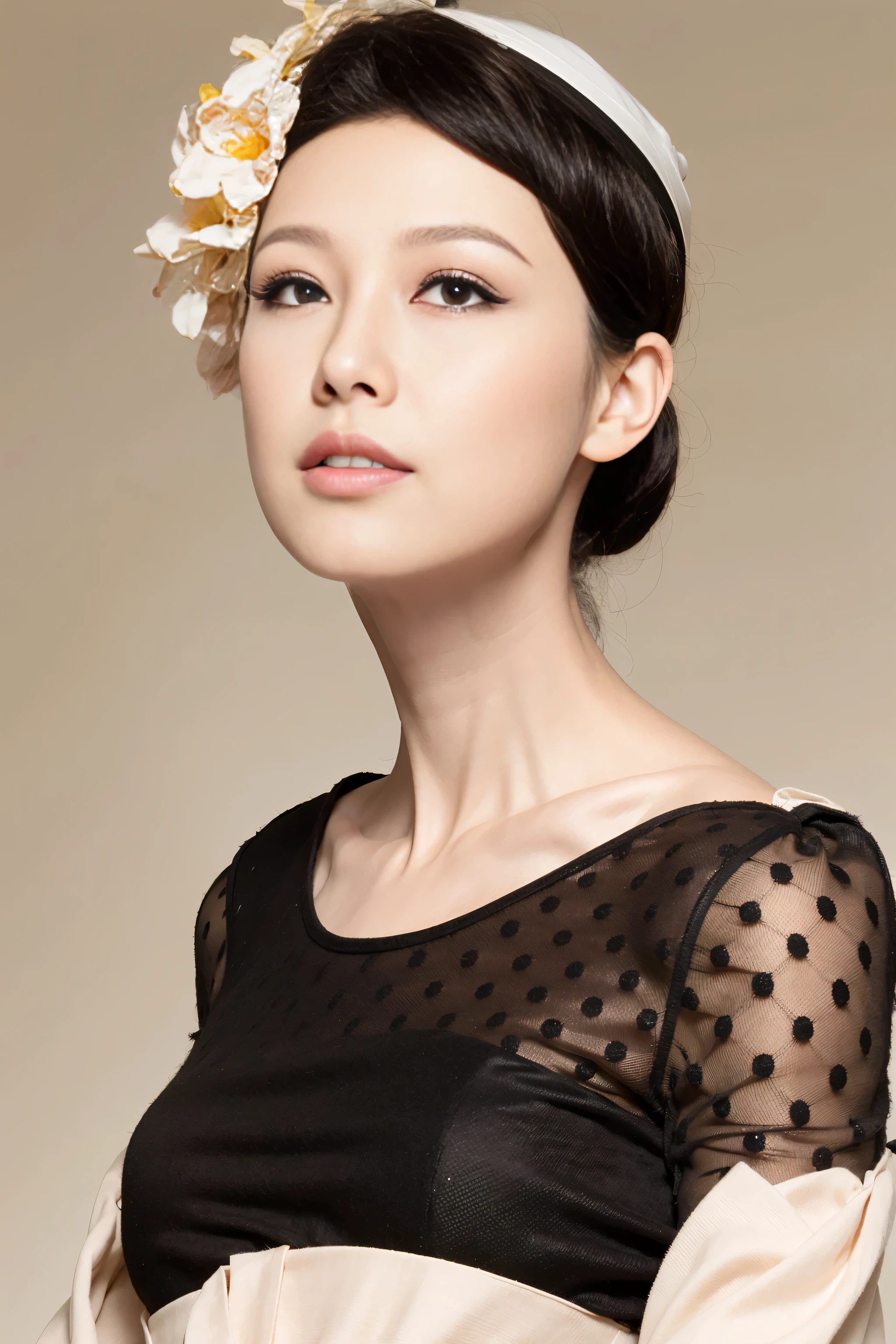 Fashion model 20 years old [[[[close up]]]], [[[[neck]]]], [[[[Shoulder]]]], perfect eyes, perfect iris，perfect lips，perfect teeth，perfect skin，White skin，Soft headlight，high-density imaging review，Face slimming type，slender nose，long black hair，（Face is clear and delicate），white casual wear，The background is outdoor，green trees and grass，best quality，masterpiece，（pastel colors：1.2）