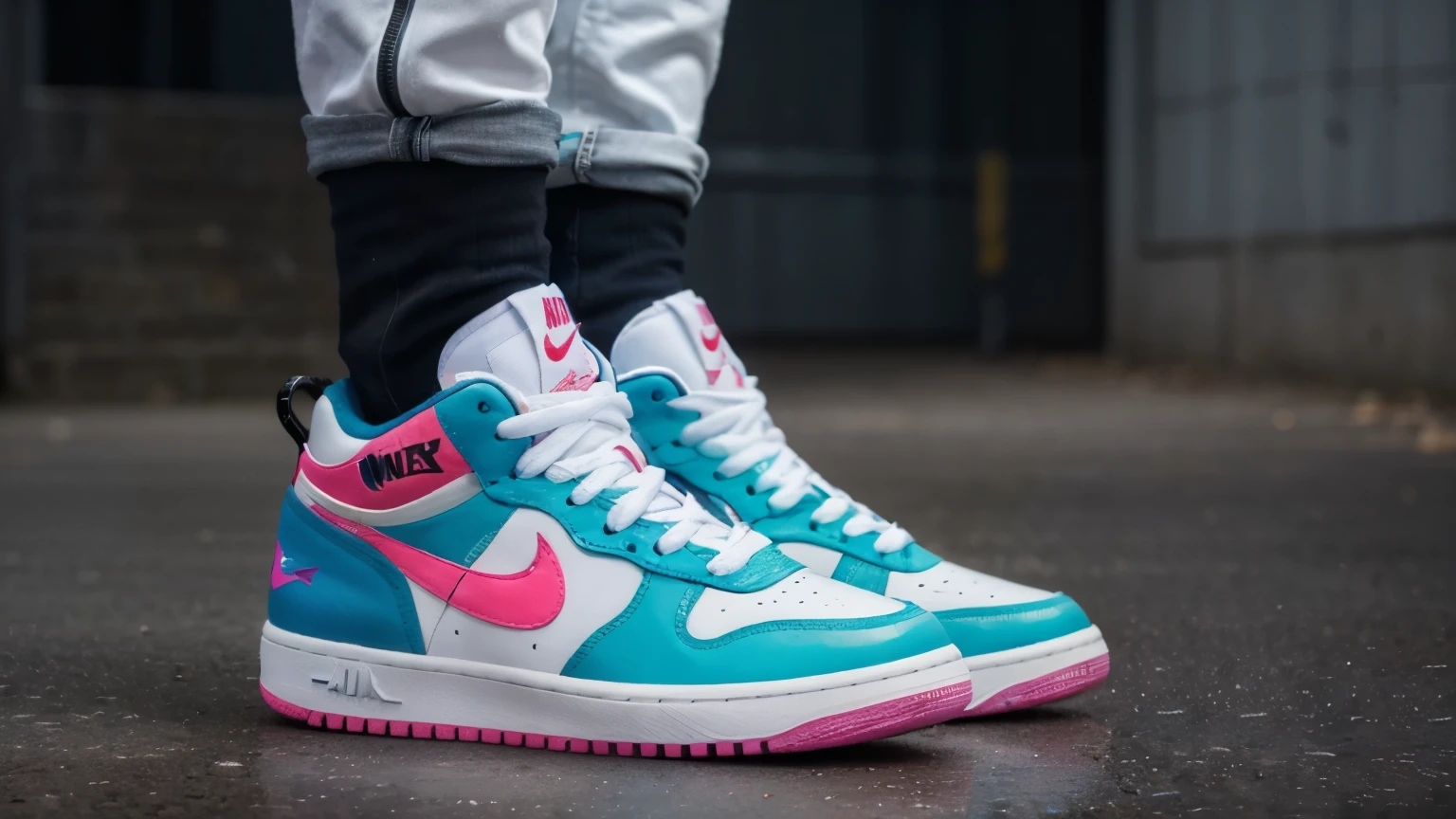 4k, high quality, extreme detailed,masterpiece,hires,8k,dramatic lighting,nike sneakers,limited edition sneakers,fashion,(Exaggerated style,colorful,Distinctive,unique:1.4)
